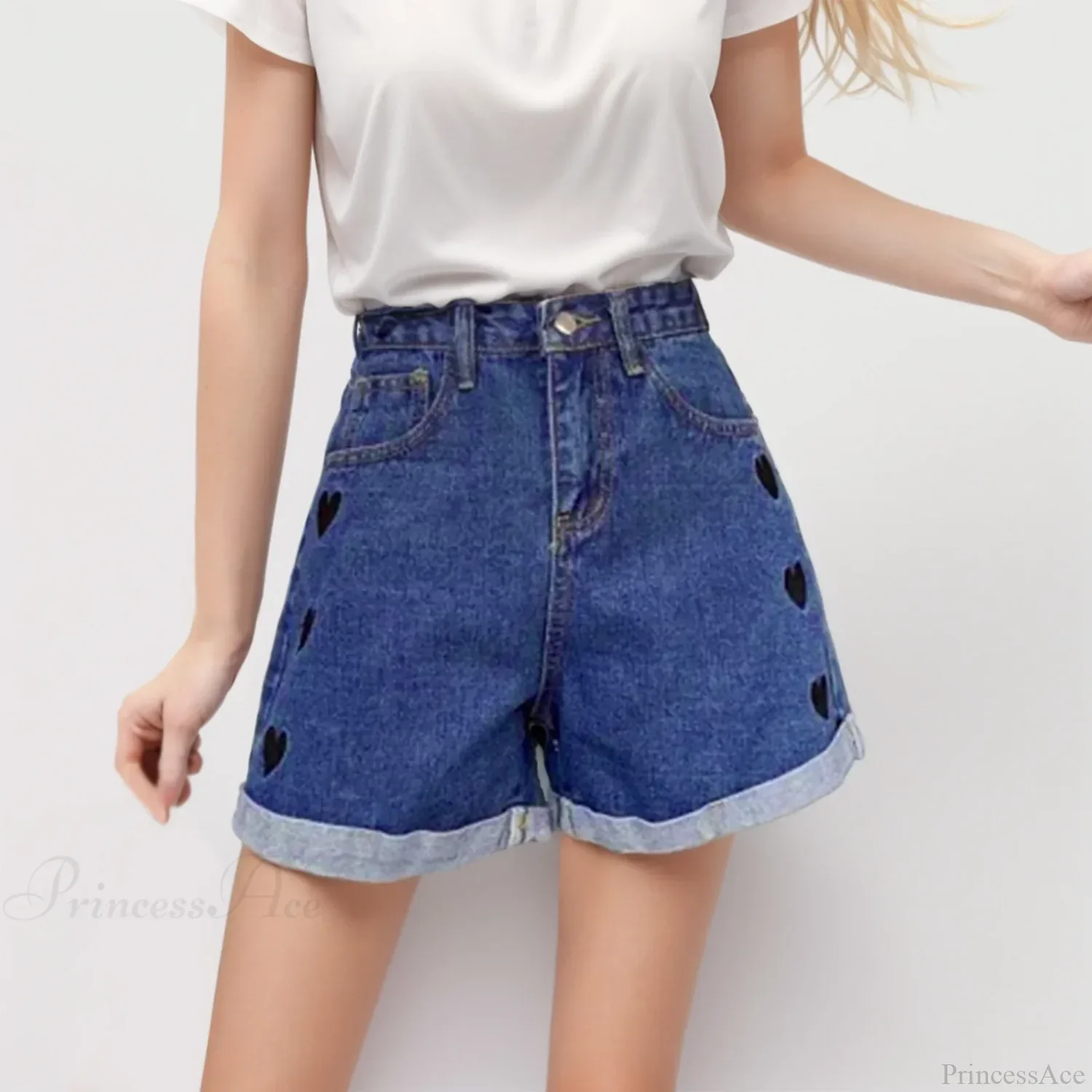 Curled Embroidered Denim Short - Image 2