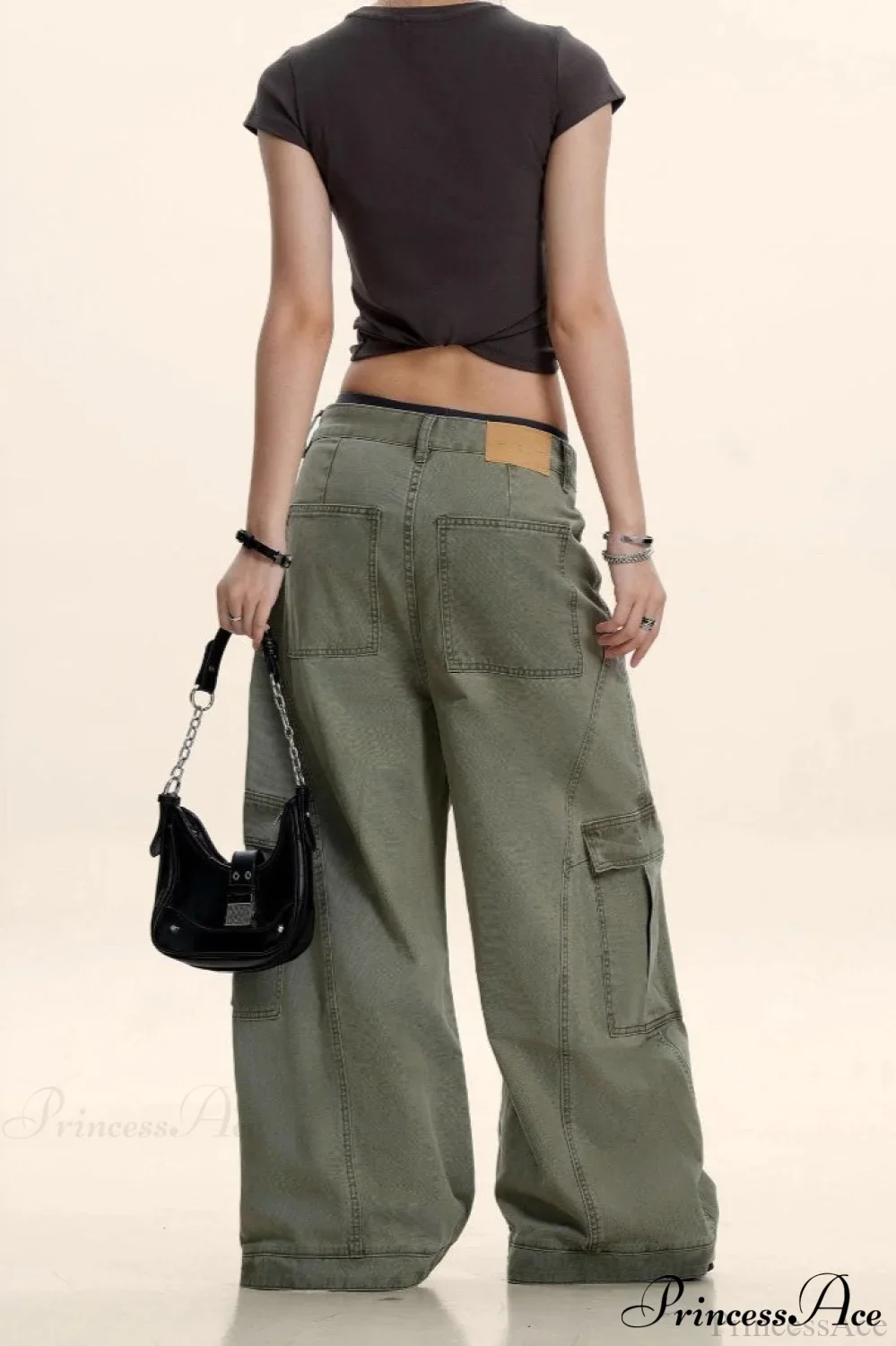 Curved Deconstructed Wide-Leg Cargo Pants - Image 2