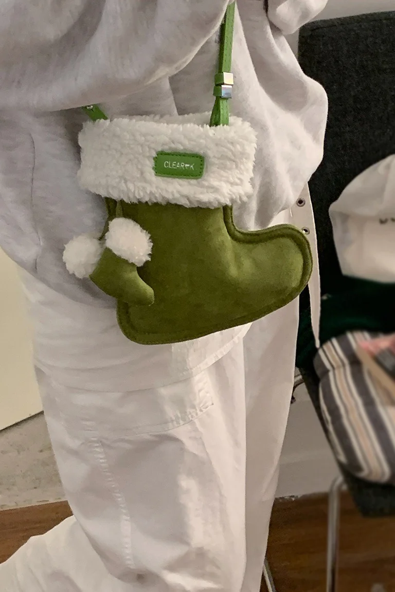 Cute Boot Shape Suede Fuzzy Crossbody Bag Mini Phone Bag - Image 11
