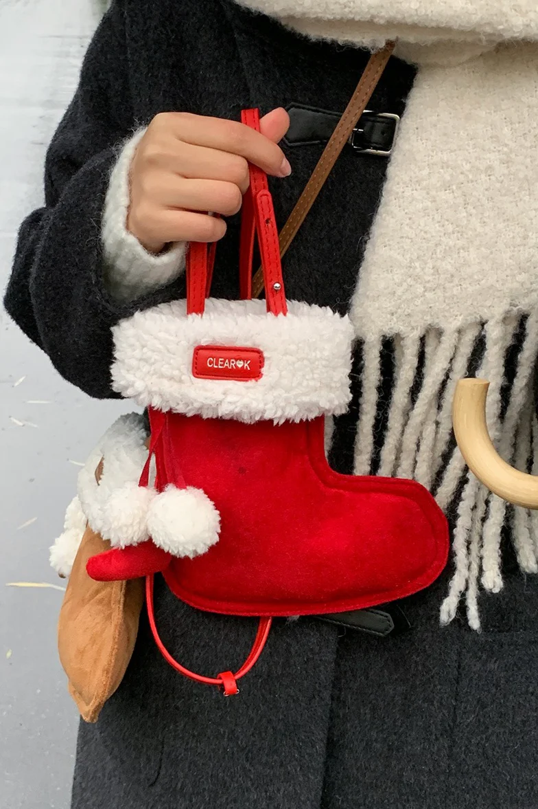 Cute Boot Shape Suede Fuzzy Crossbody Bag Mini Phone Bag - Image 4