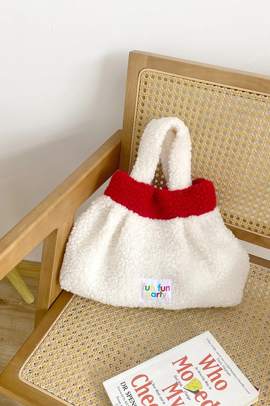 Cute Fuzzy Lamb Wool Handheld Bento New Year Gift Bag - Image 3