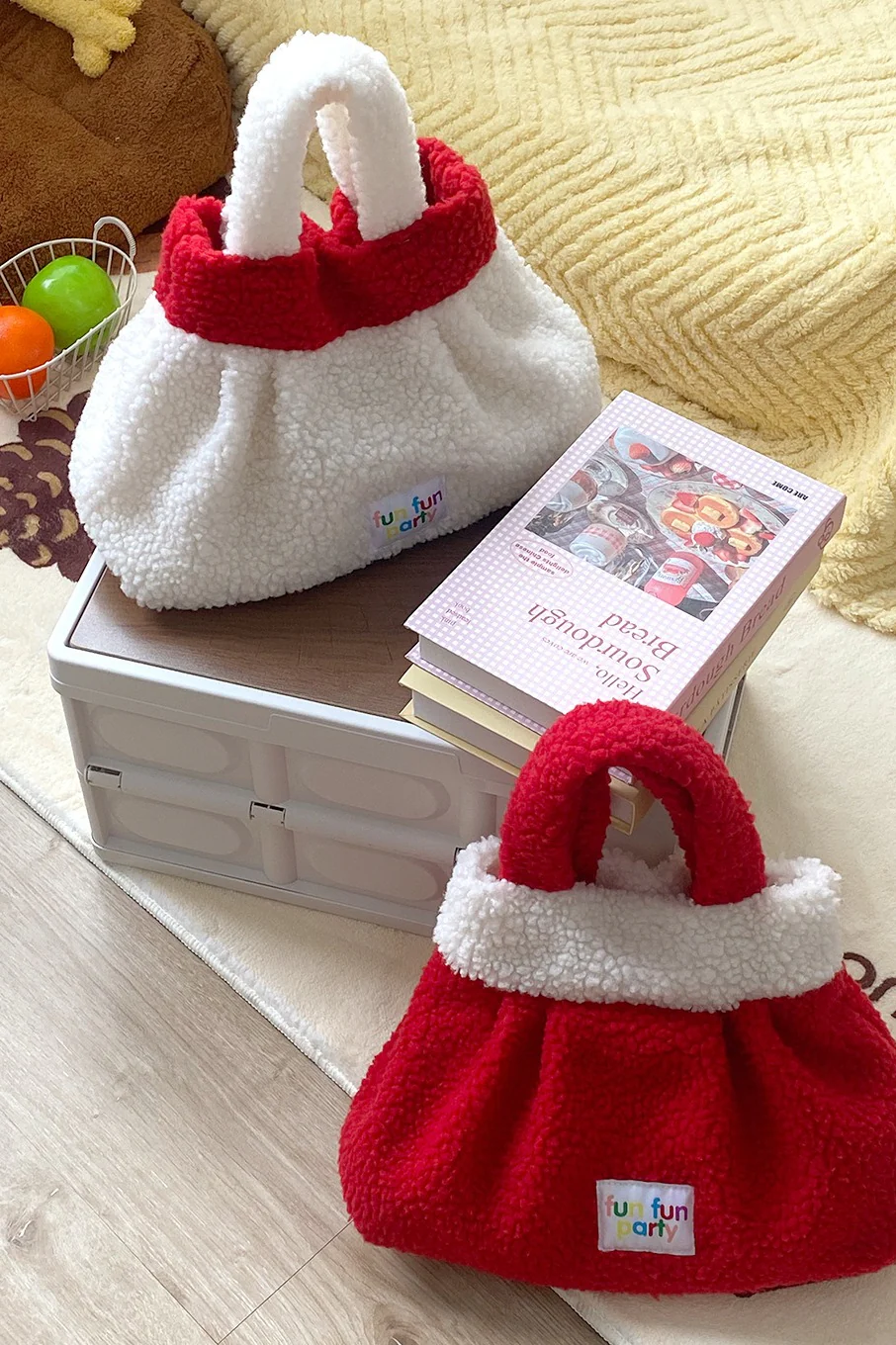 Cute Fuzzy Lamb Wool Handheld Bento New Year Gift Bag - Image 5