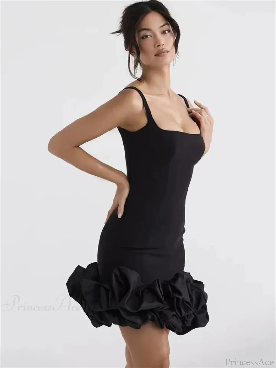 Cute Rose Ruffles Mini Party Dress - Image 3