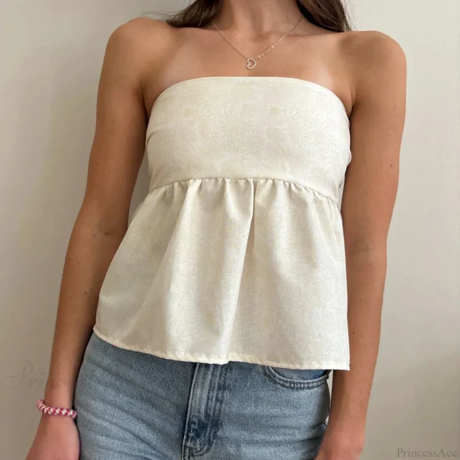 Cute Summer Floral Strapless Bandeau 00s Backless Tie Up Bodydoll Y2K Crop Top - Image 10