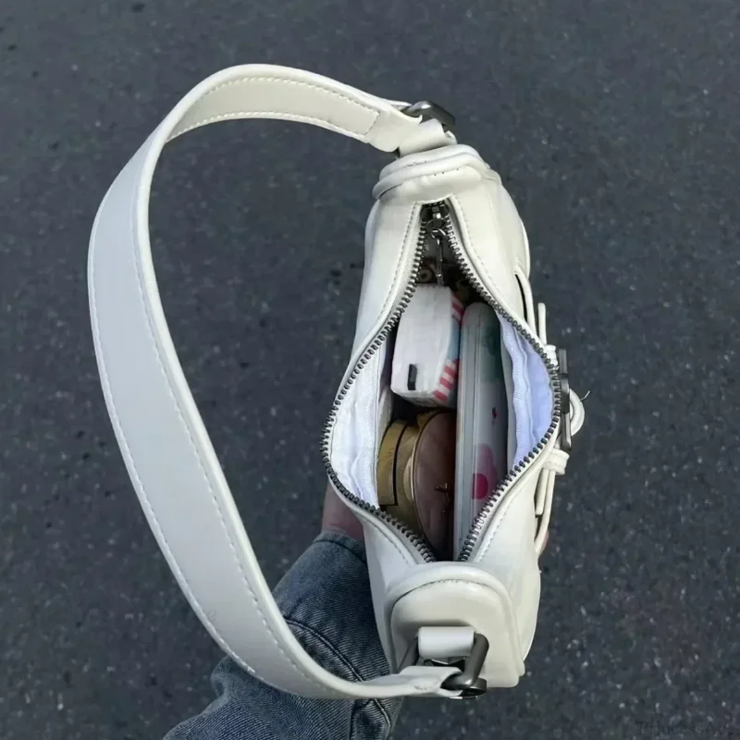 Cute White Star Leather Shoulder Tote Bag - Image 4