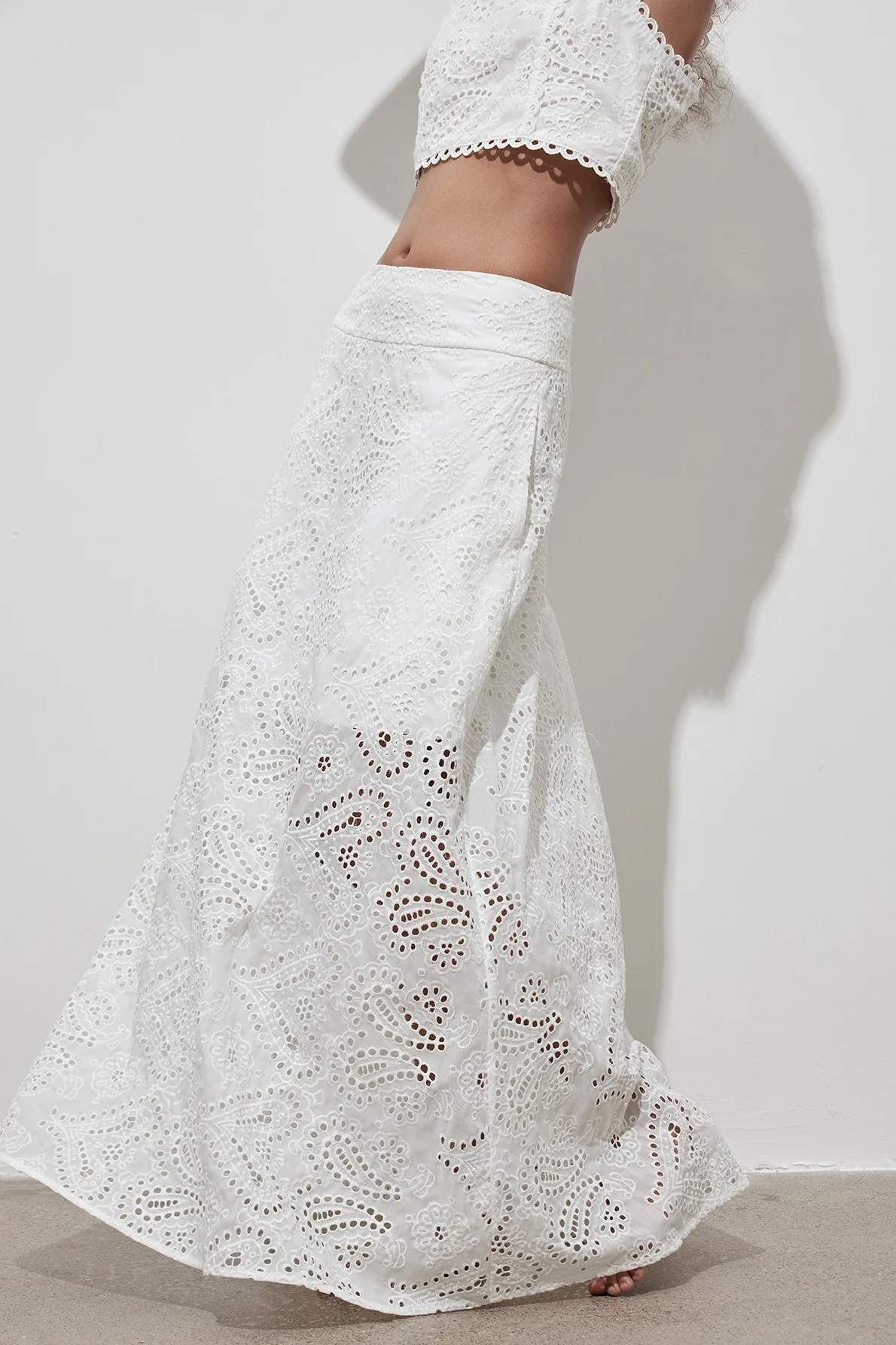 Cutout Allover Embroidered Maxi Skirt - Image 2