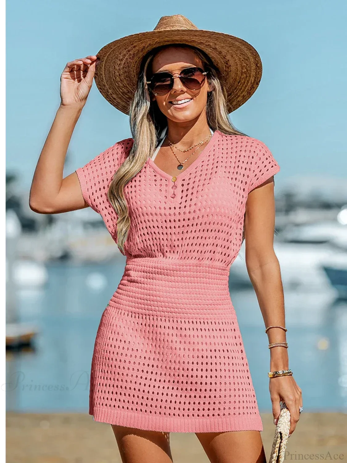 Cutout Crochet Bikini Cover Up - Image 6