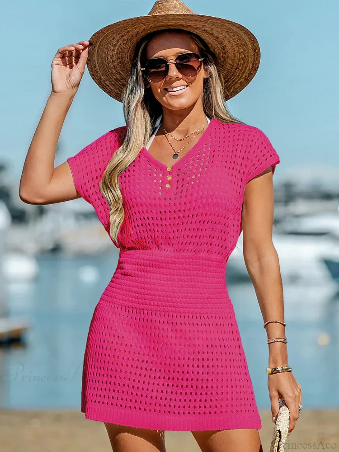 Cutout Crochet Bikini Cover Up - Image 7