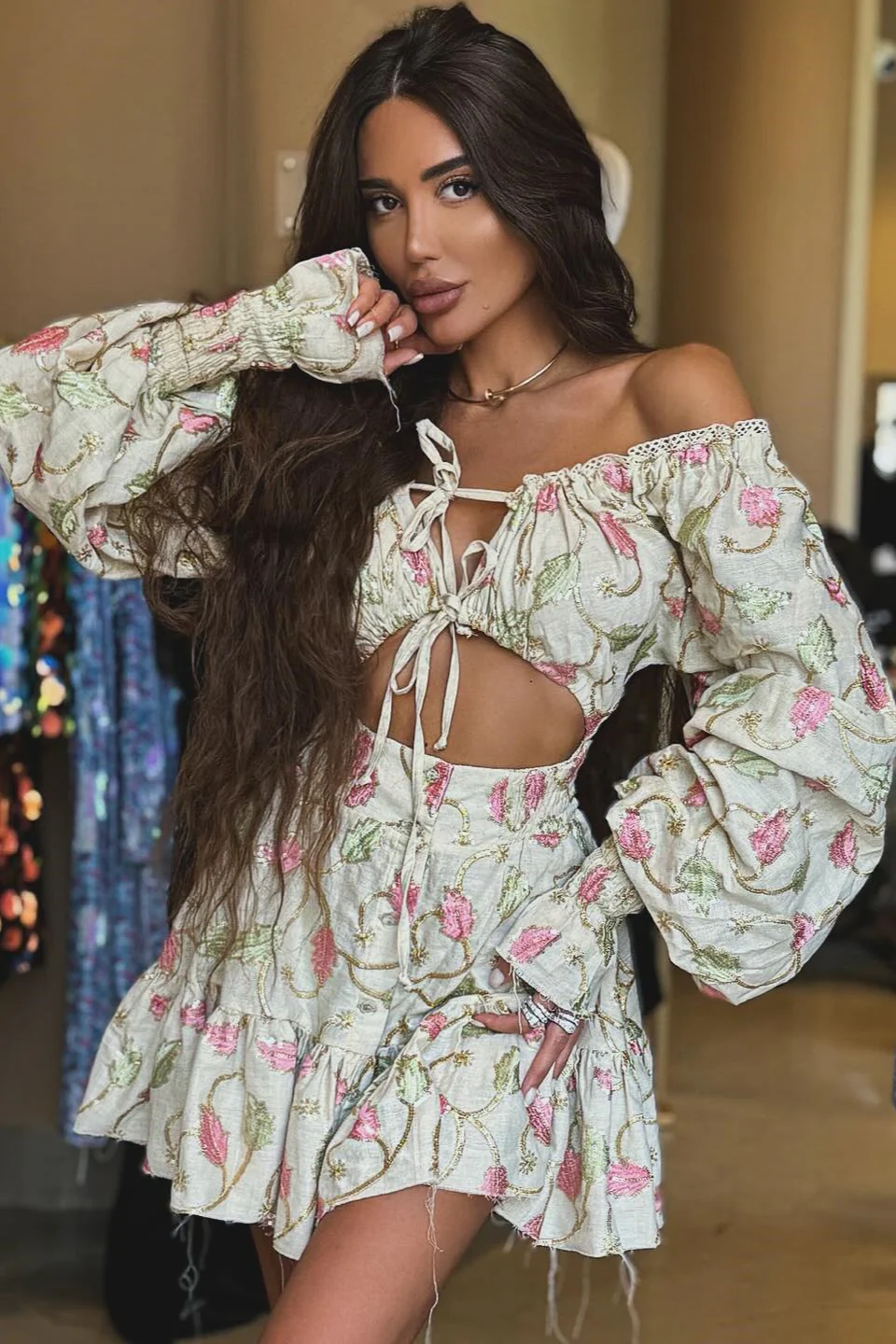 Cutout Lace Off-the-Shoulder Mini Dress - Image 5