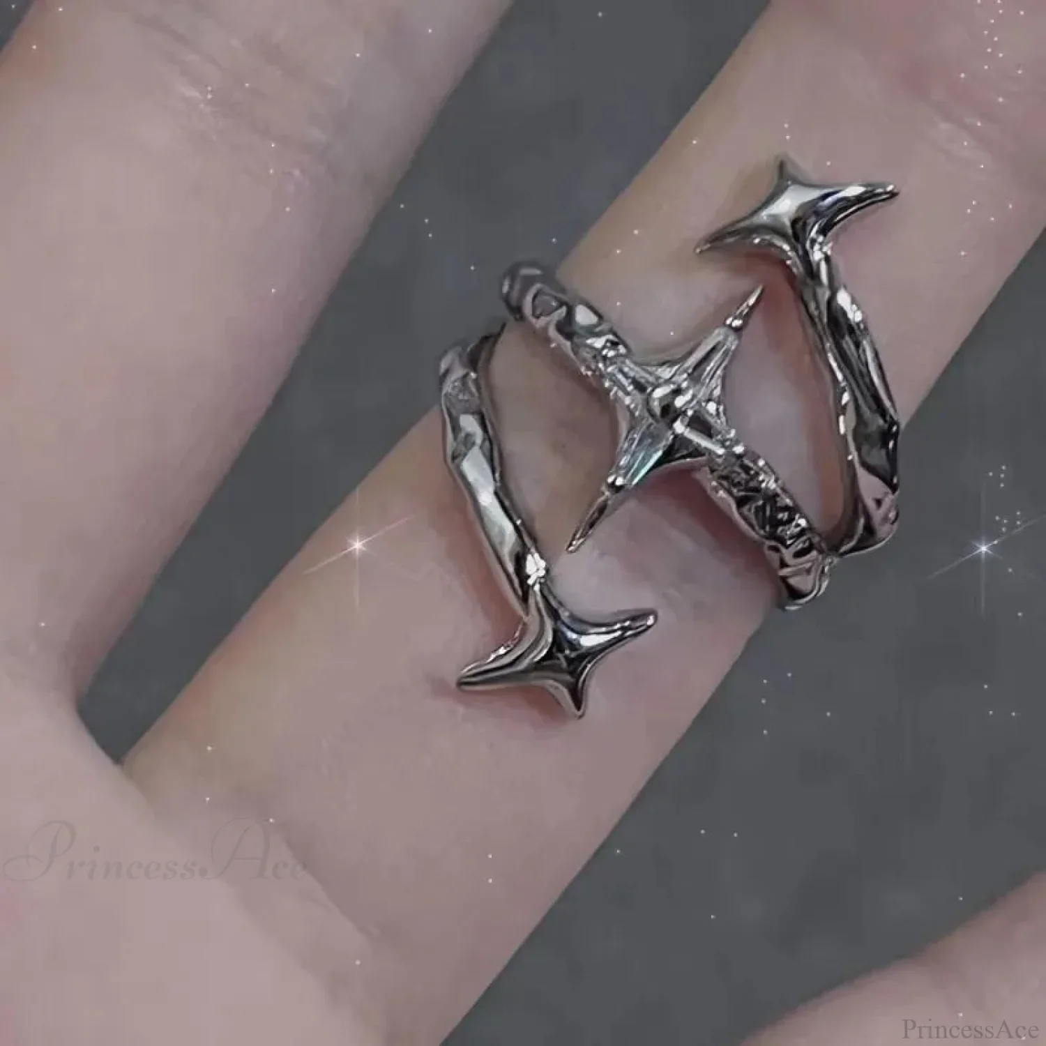 Dark Black Cross Star Ring - Image 4