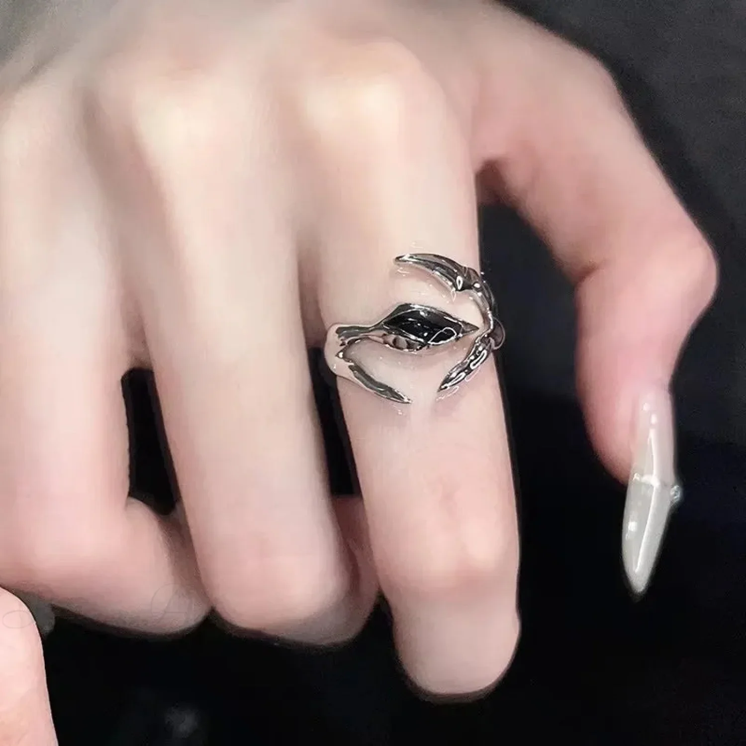 Dark Black Cross Star Ring - Image 8