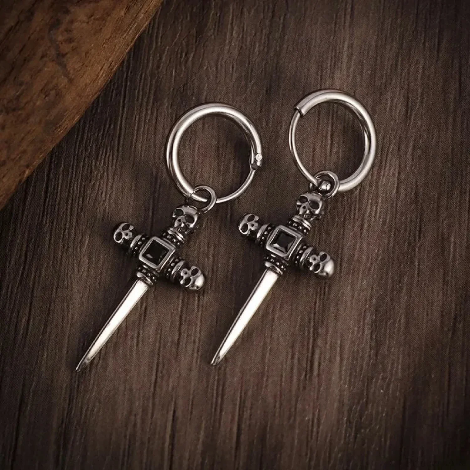 Dark Black Skull Awl Rock Declaration Earring - Image 14