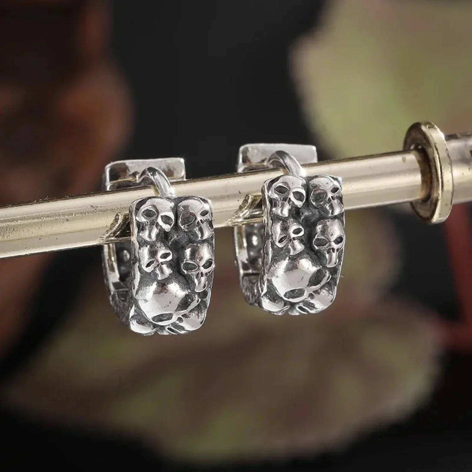 Dark Black Skull Awl Rock Declaration Earring - Image 36