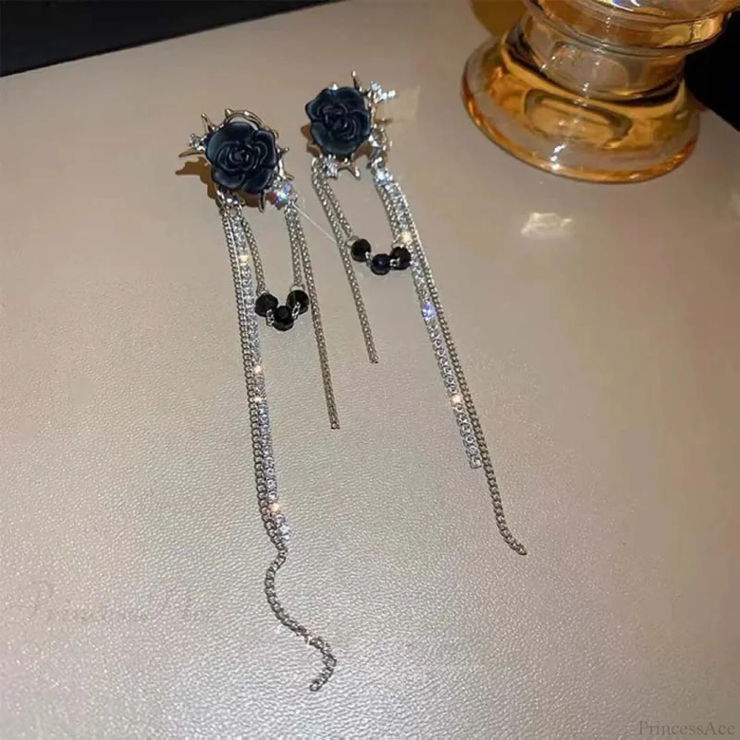 Dark Blossom Fringe Zircon Ear Wrap Earring - Image 6