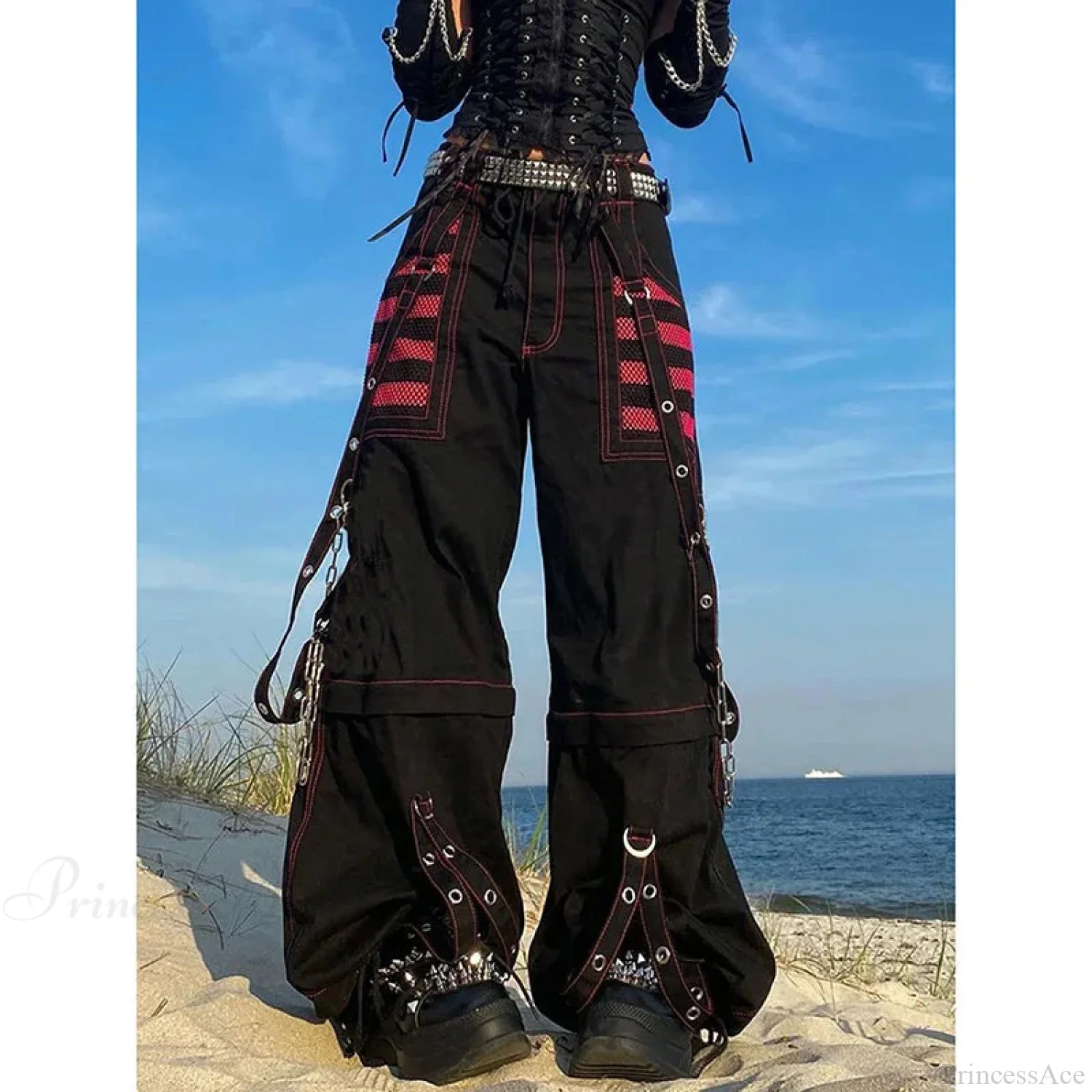 Dark Chain Wrap Wide Leg Trouser - Image 2