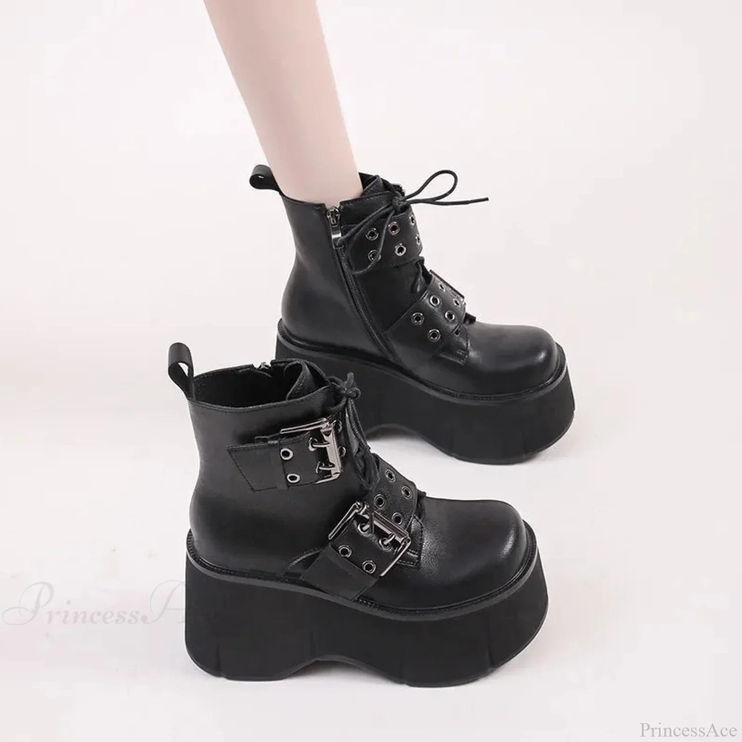 Dark Chunky Elevated Women Ankle Boot - Image 3