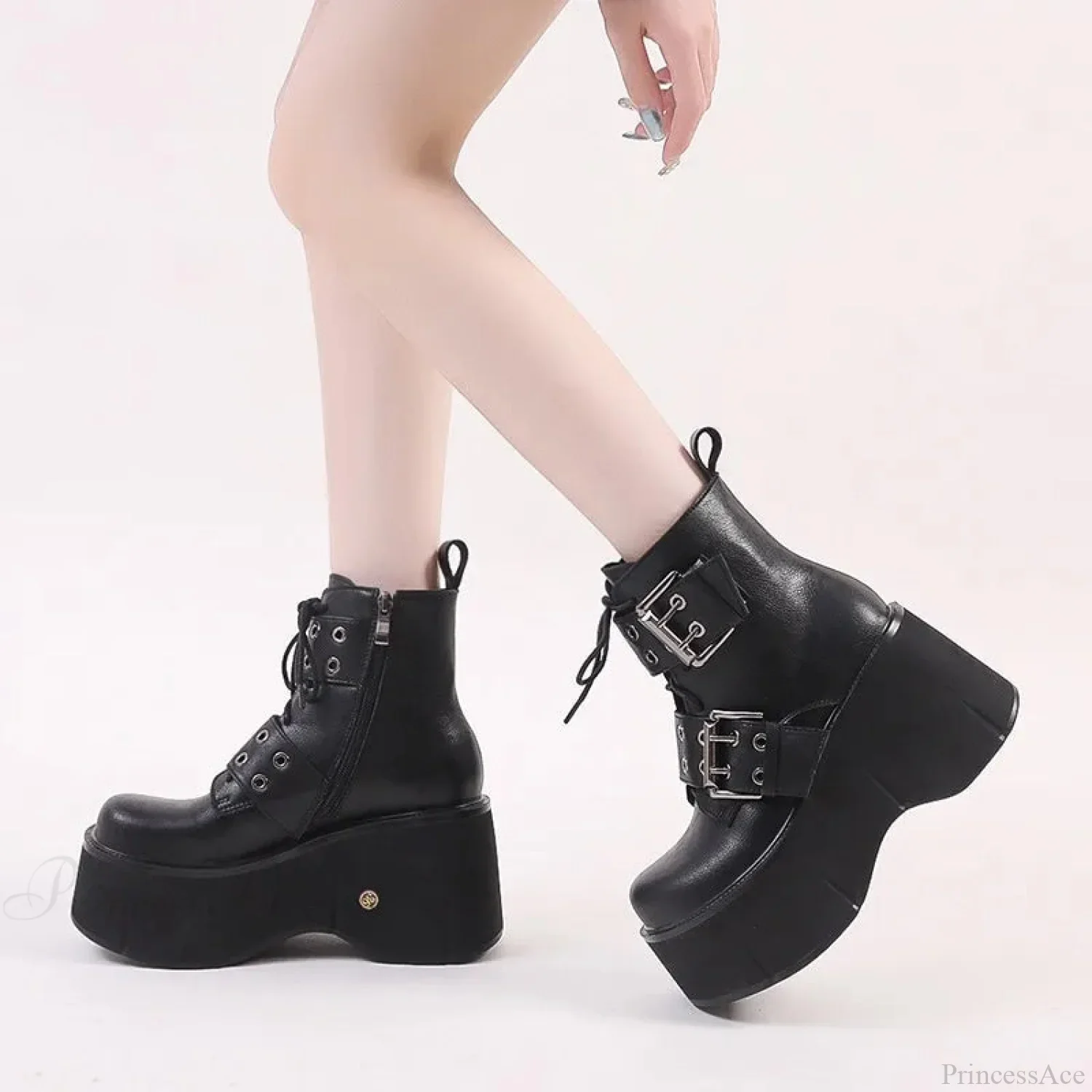 Dark Chunky Elevated Women Ankle Boot - Image 4