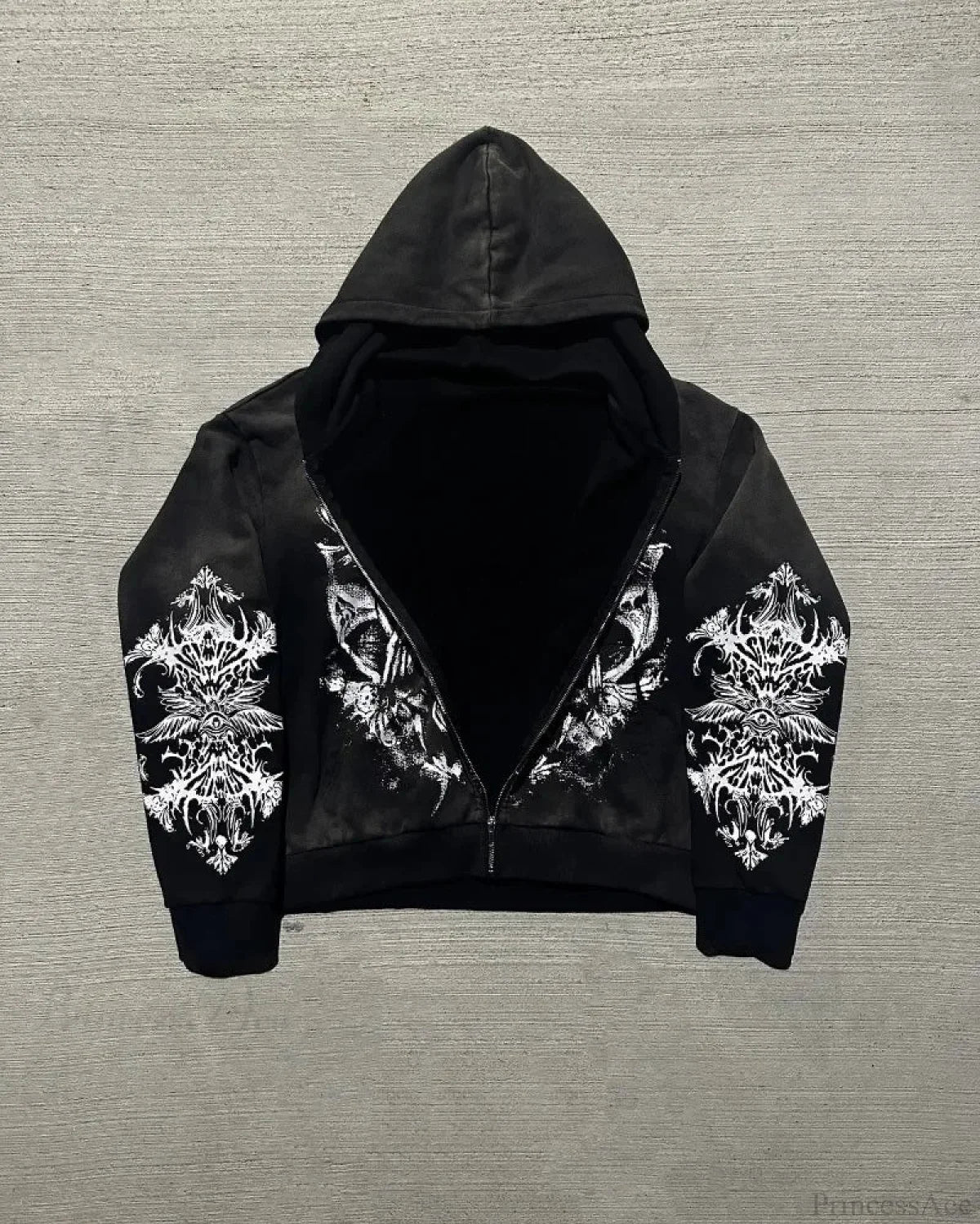Dark Demon Letter Zip Hoodie - Image 2