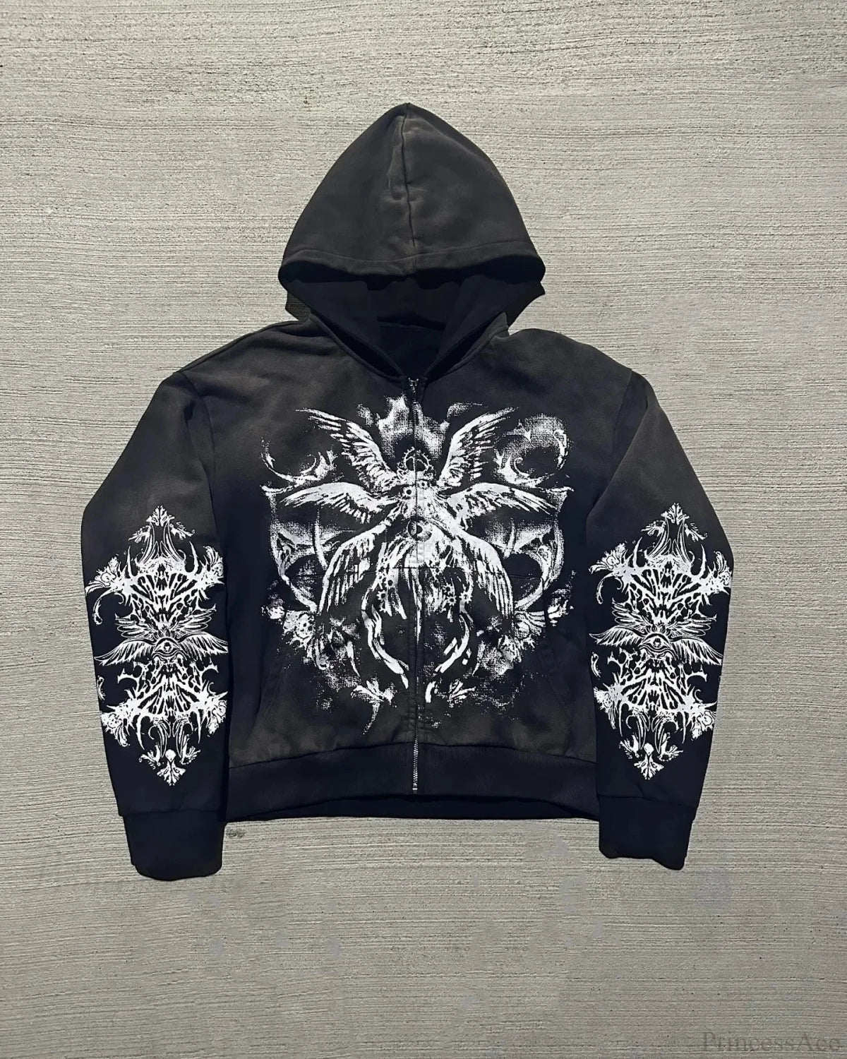 Dark Demon Letter Zip Hoodie - Image 3