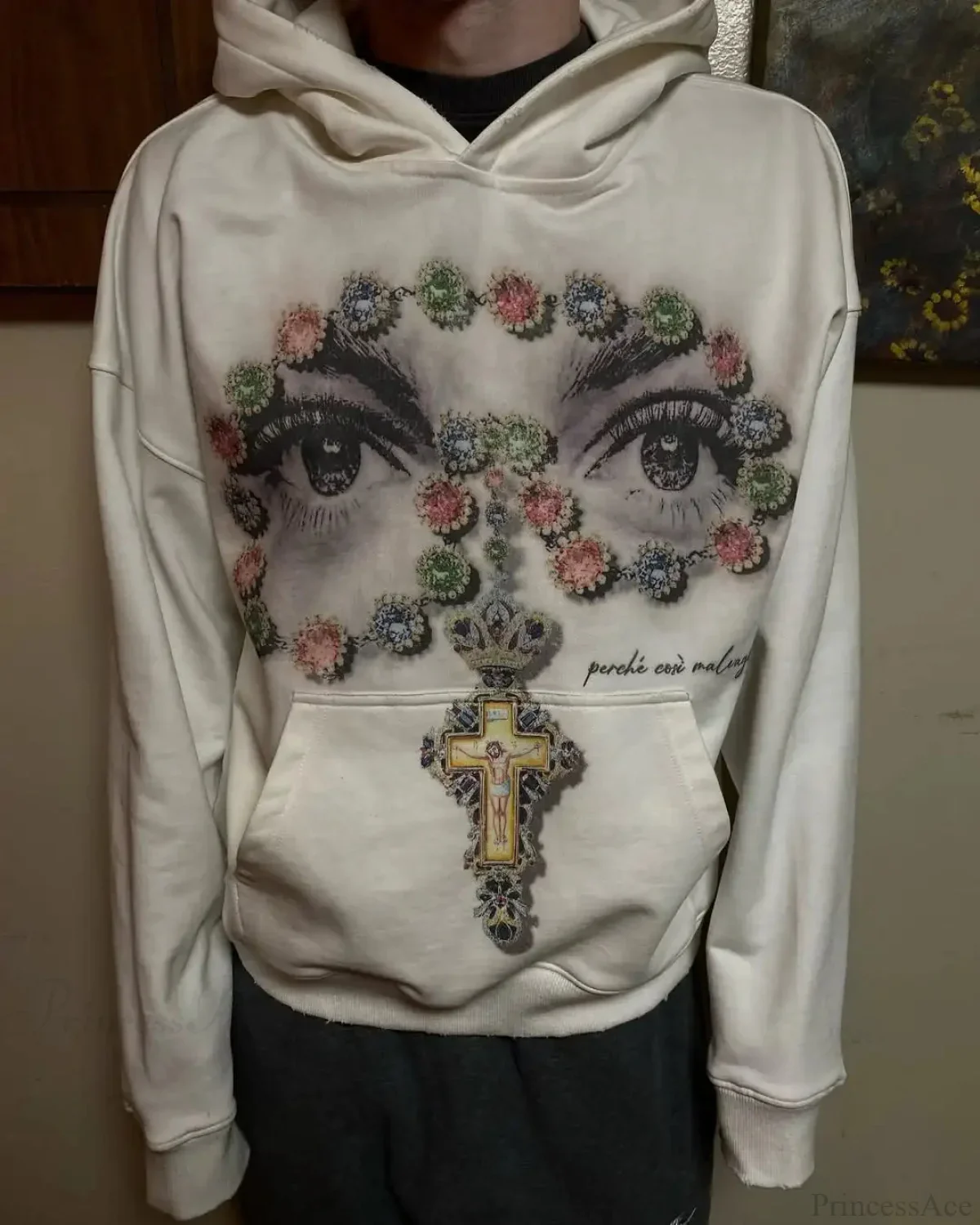 Dark Eyes Print Athletic Hoodie - Image 4