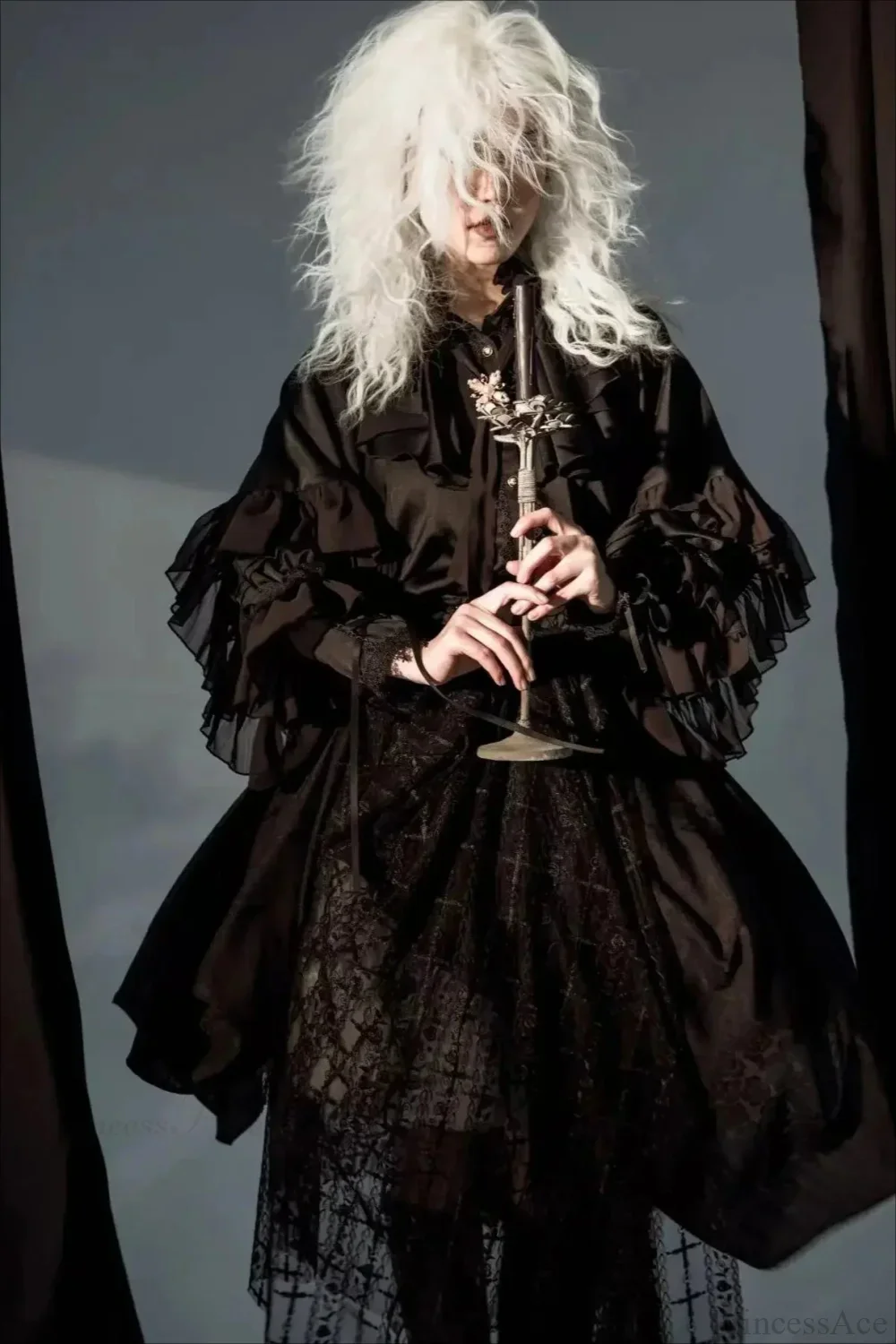 Dark Frill Batwing Sleeve Top - Image 4