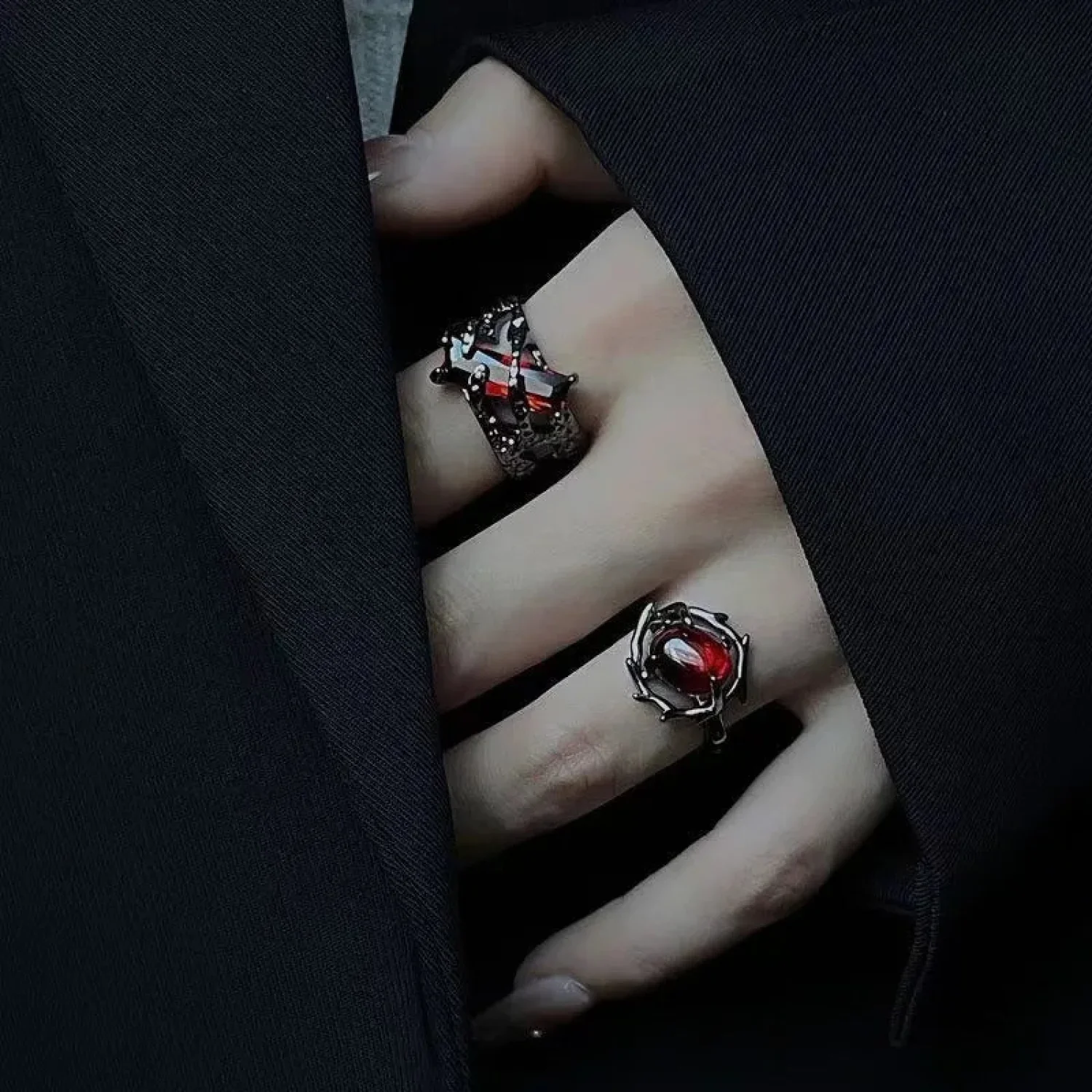 Dark Gothic Crimson Ring - Image 4