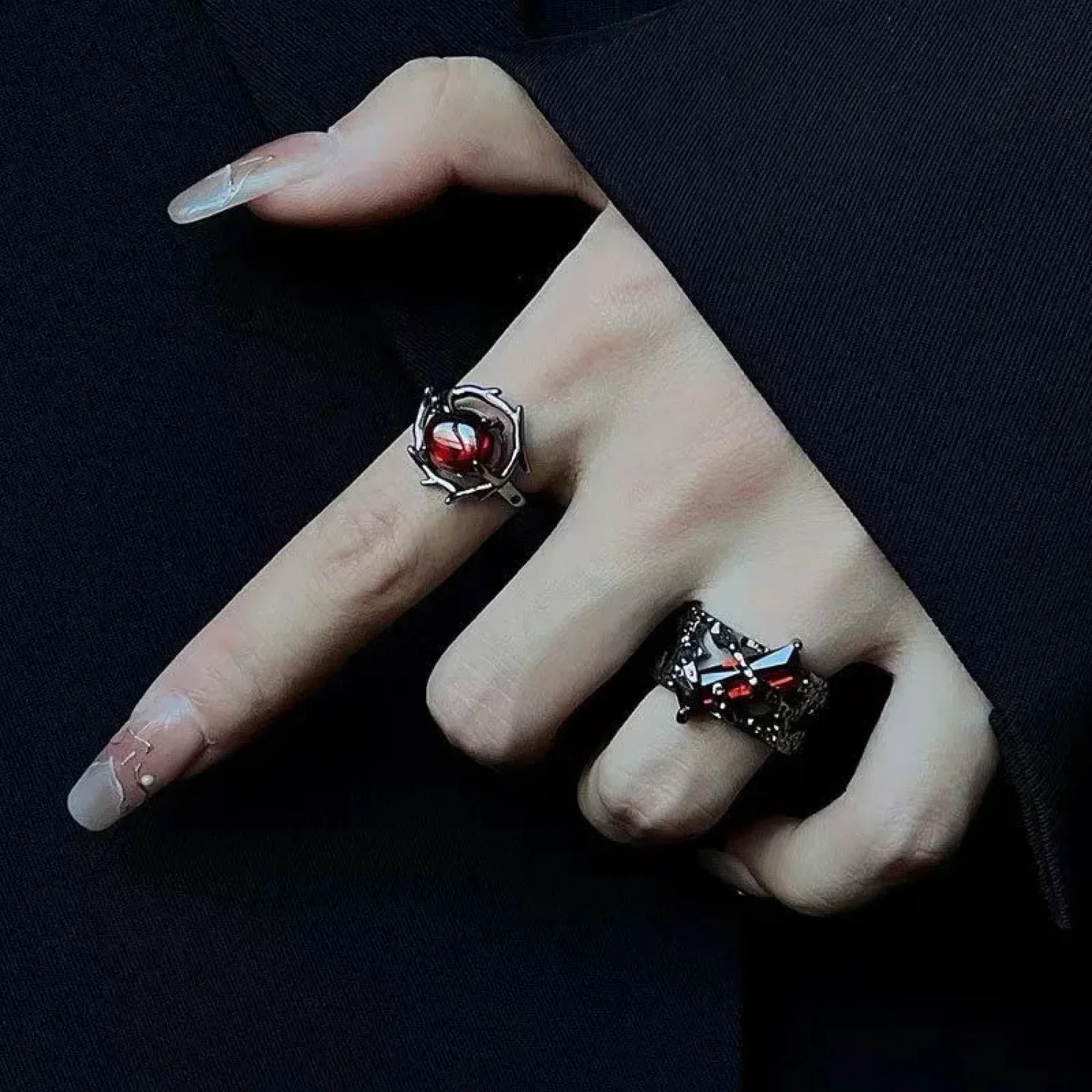 Dark Gothic Crimson Ring - Image 5