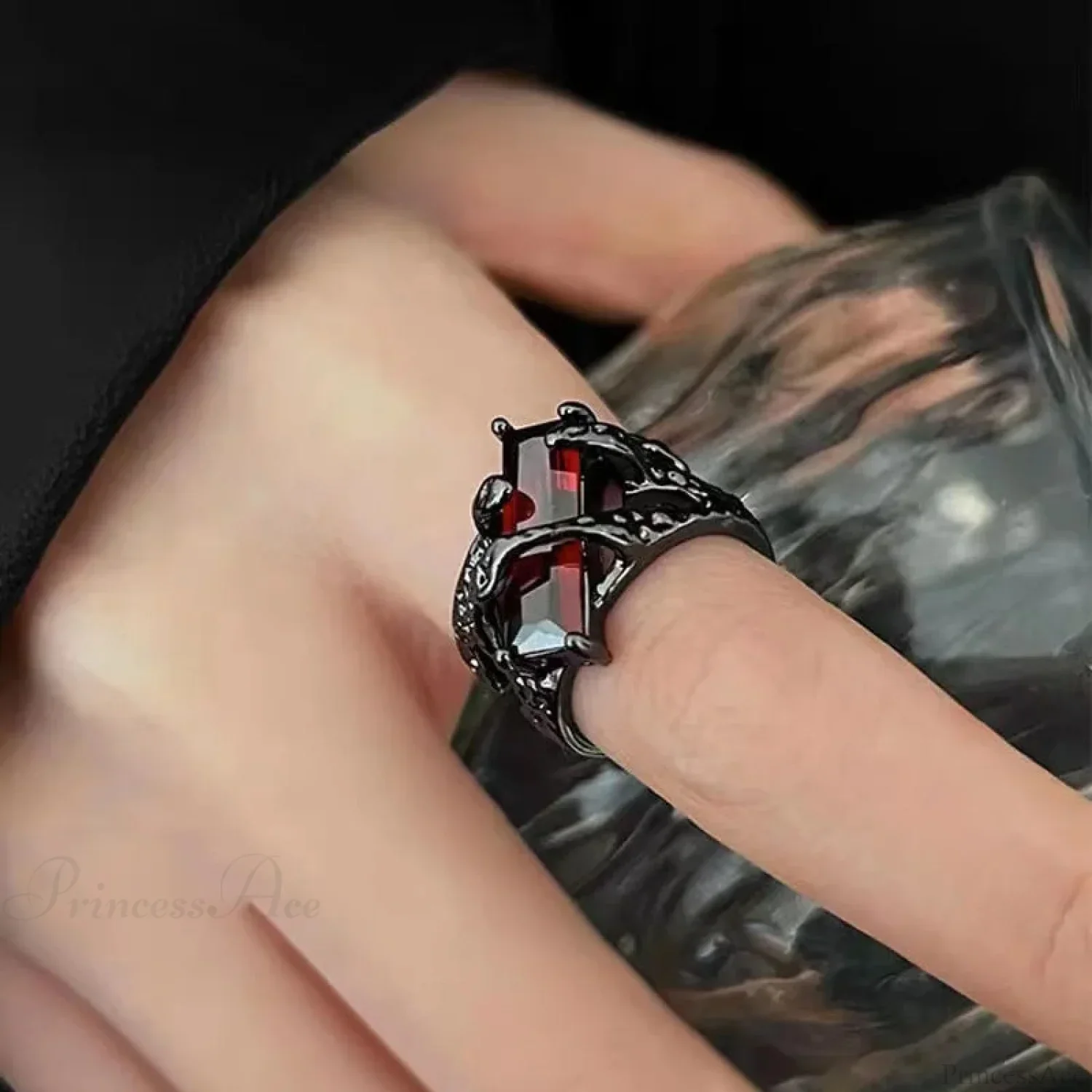 Dark Gothic Crimson Ring - Image 7
