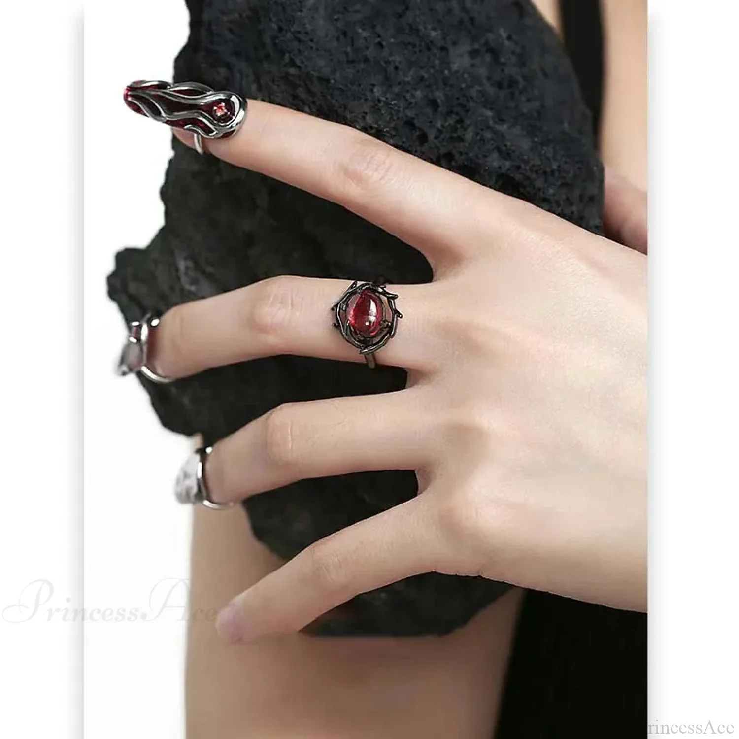 Dark Gothic Crimson Ring - Image 8