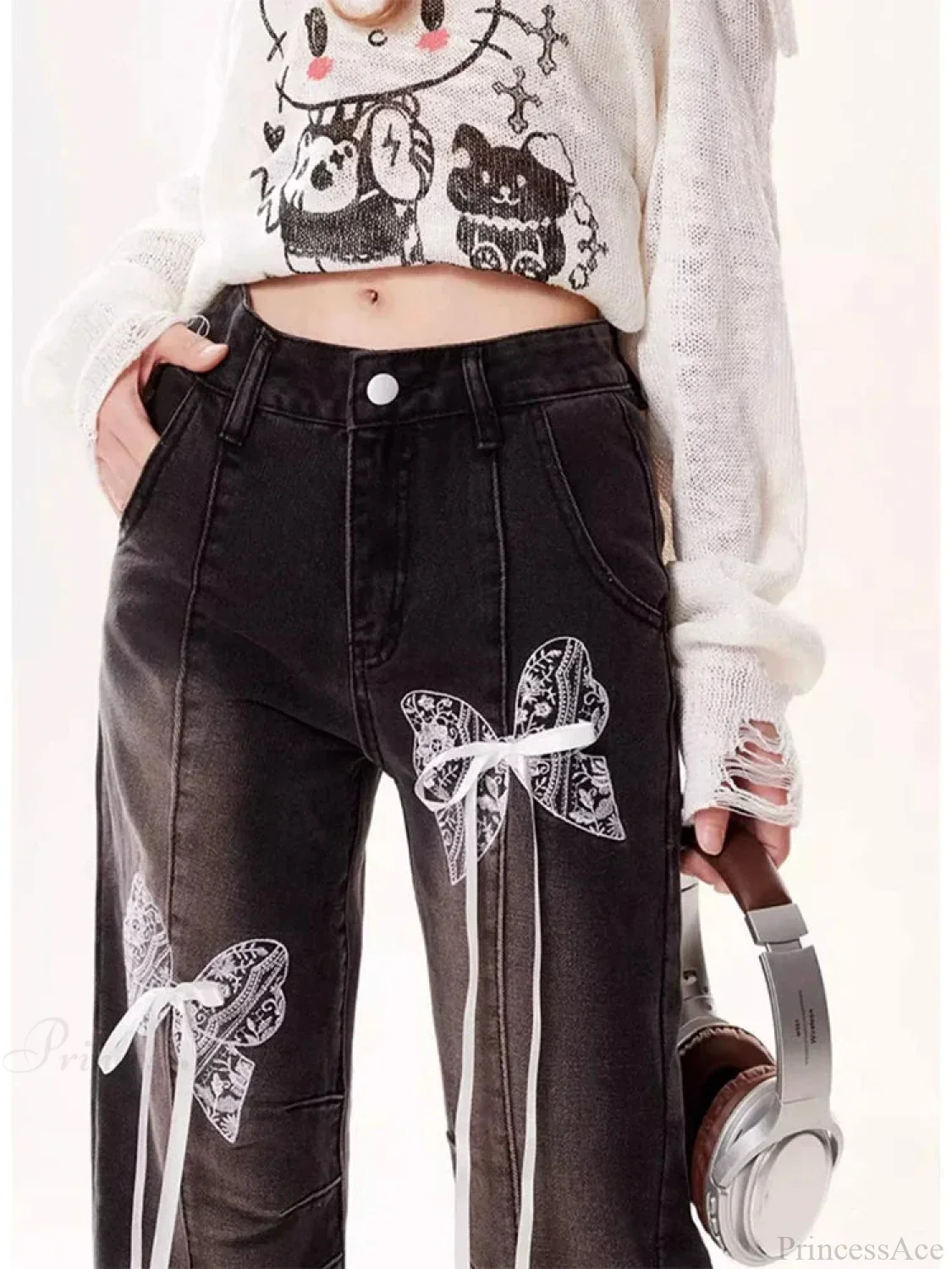 Dark Gothic Flare Denim Trouser - Image 3