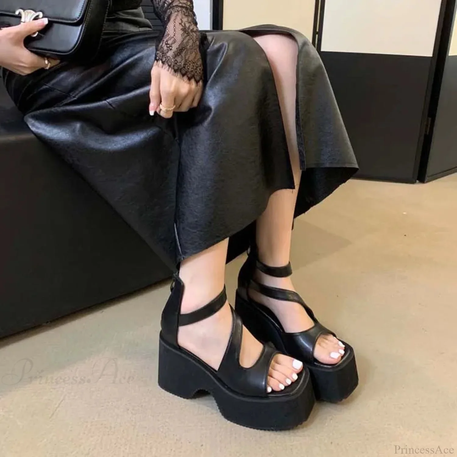 Dark Gothic Platform Chunky Sandal - Image 3