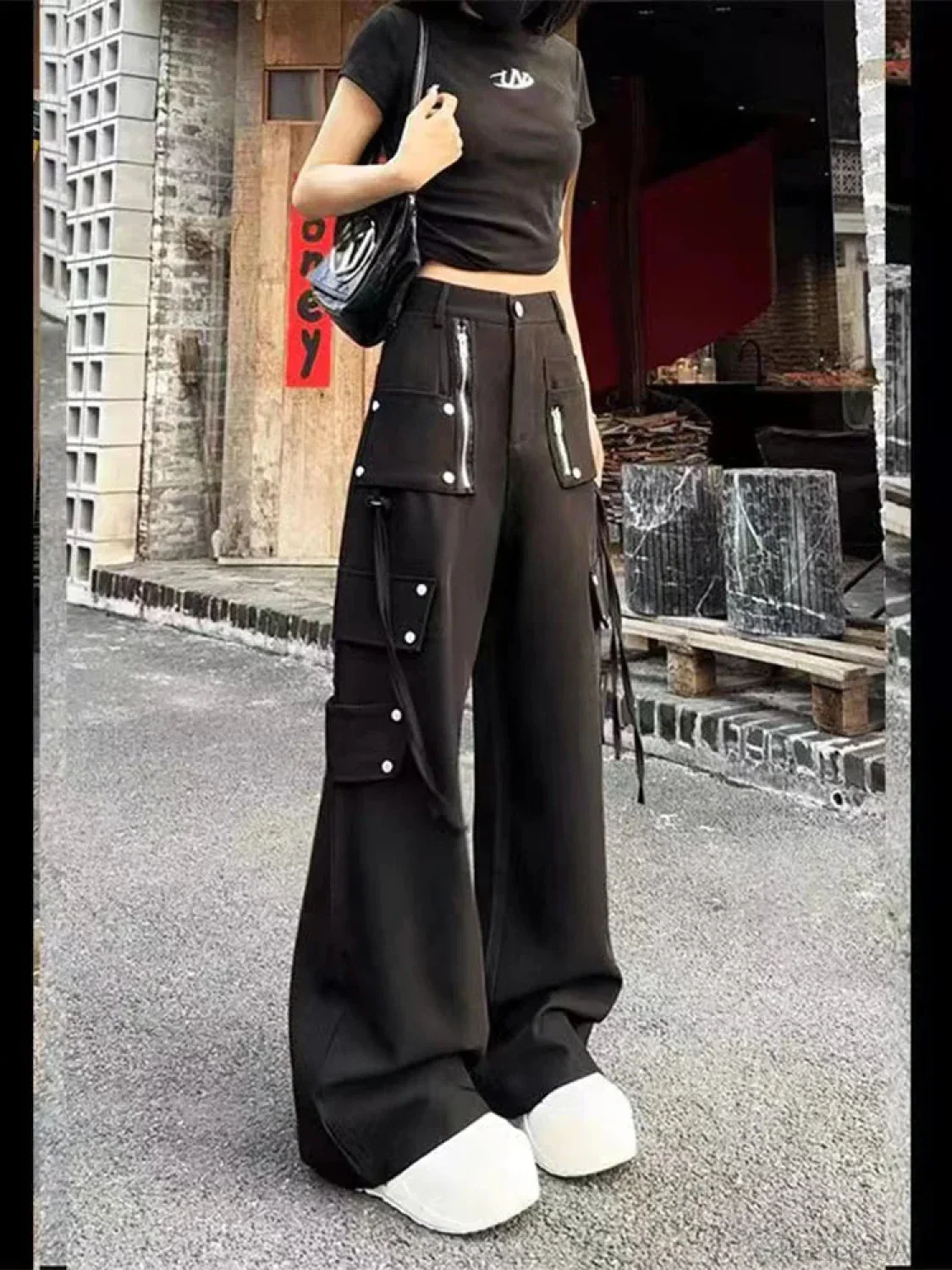 Dark Gothic Y2K Cargo Denim Pant - Image 2
