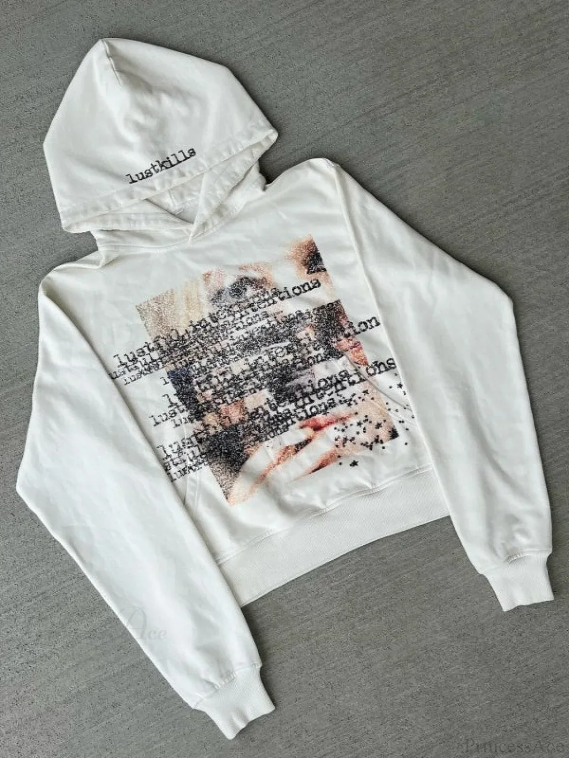 Dark Graphic Print Y2K S Pullover Hoodie