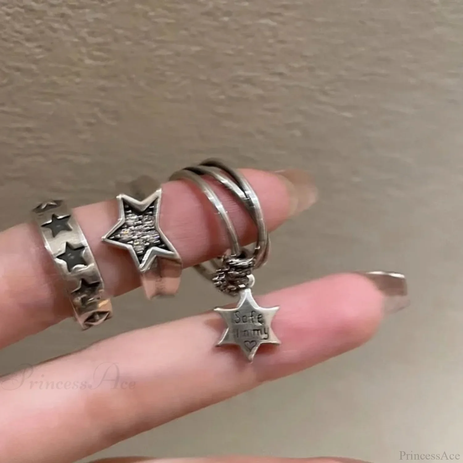Dark Harajuku Metal Pentagram Star Ring - Image 4
