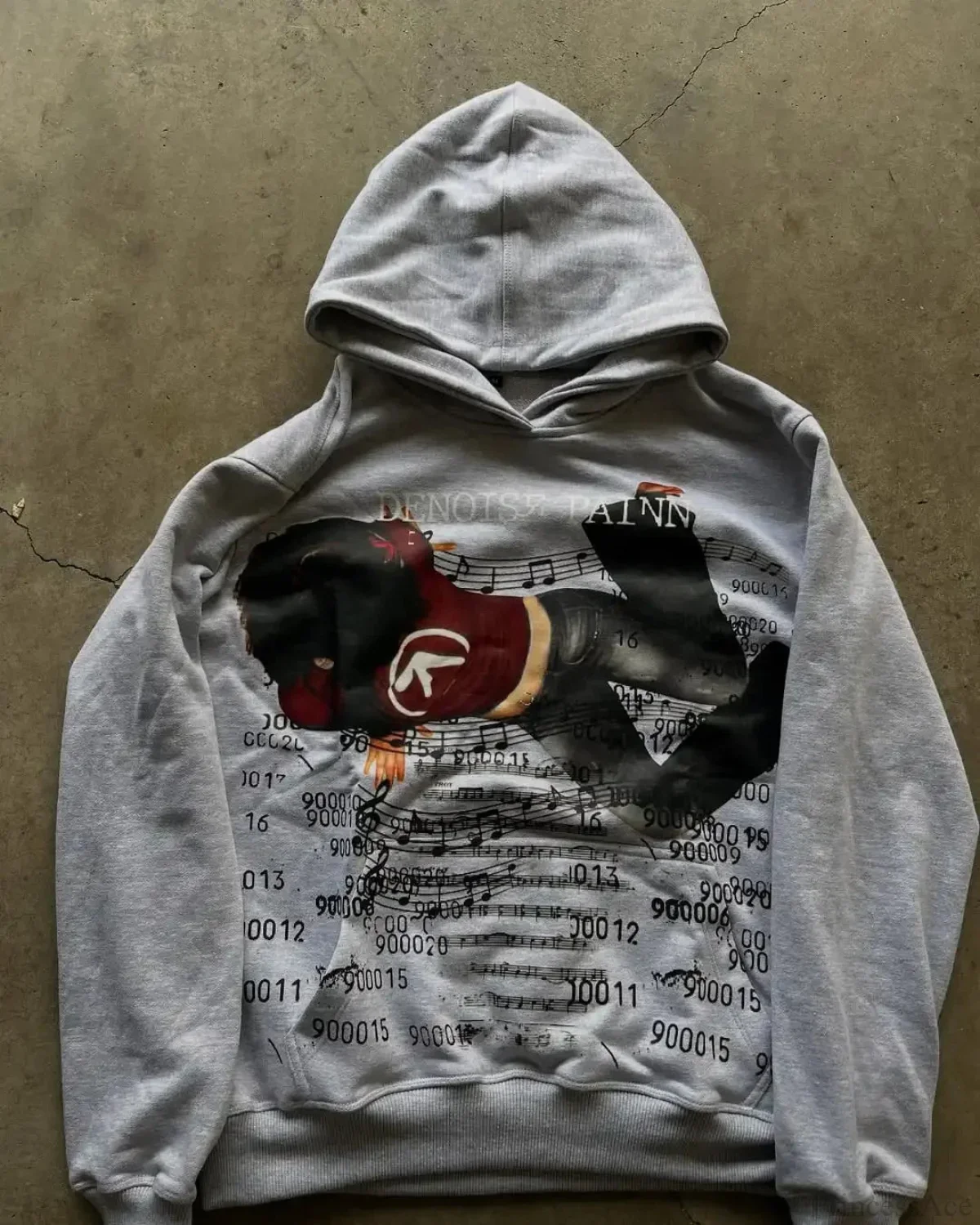 Dark Informal Print Oversized Hoodie - Image 3