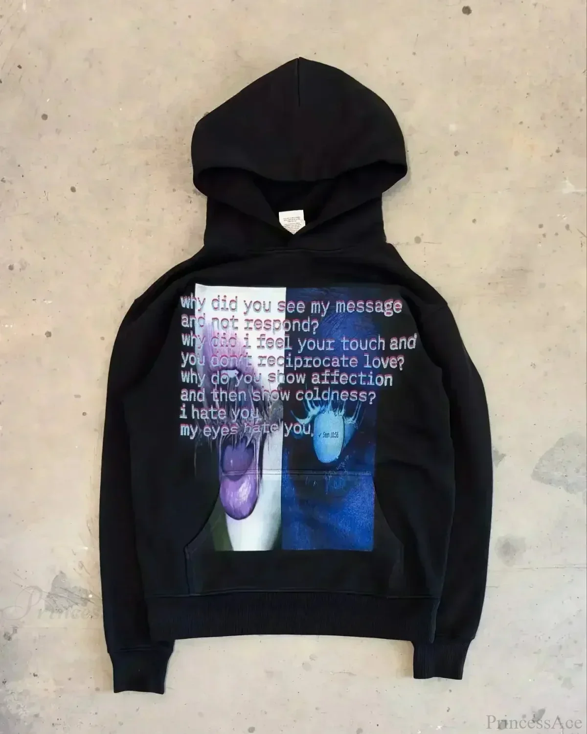 Dark Informal Print Oversized Hoodie - Image 6