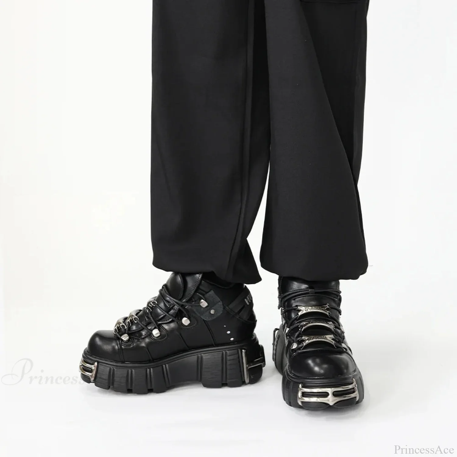 Dark Lace-Up Elevated Ankle Sneaker