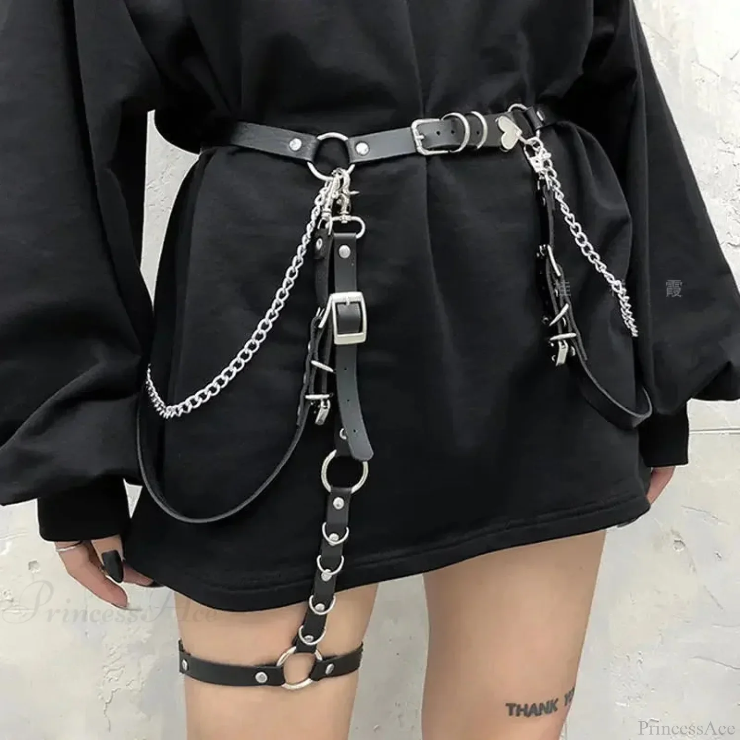 Dark Leather Hip Hop Rebel Belt - Image 8
