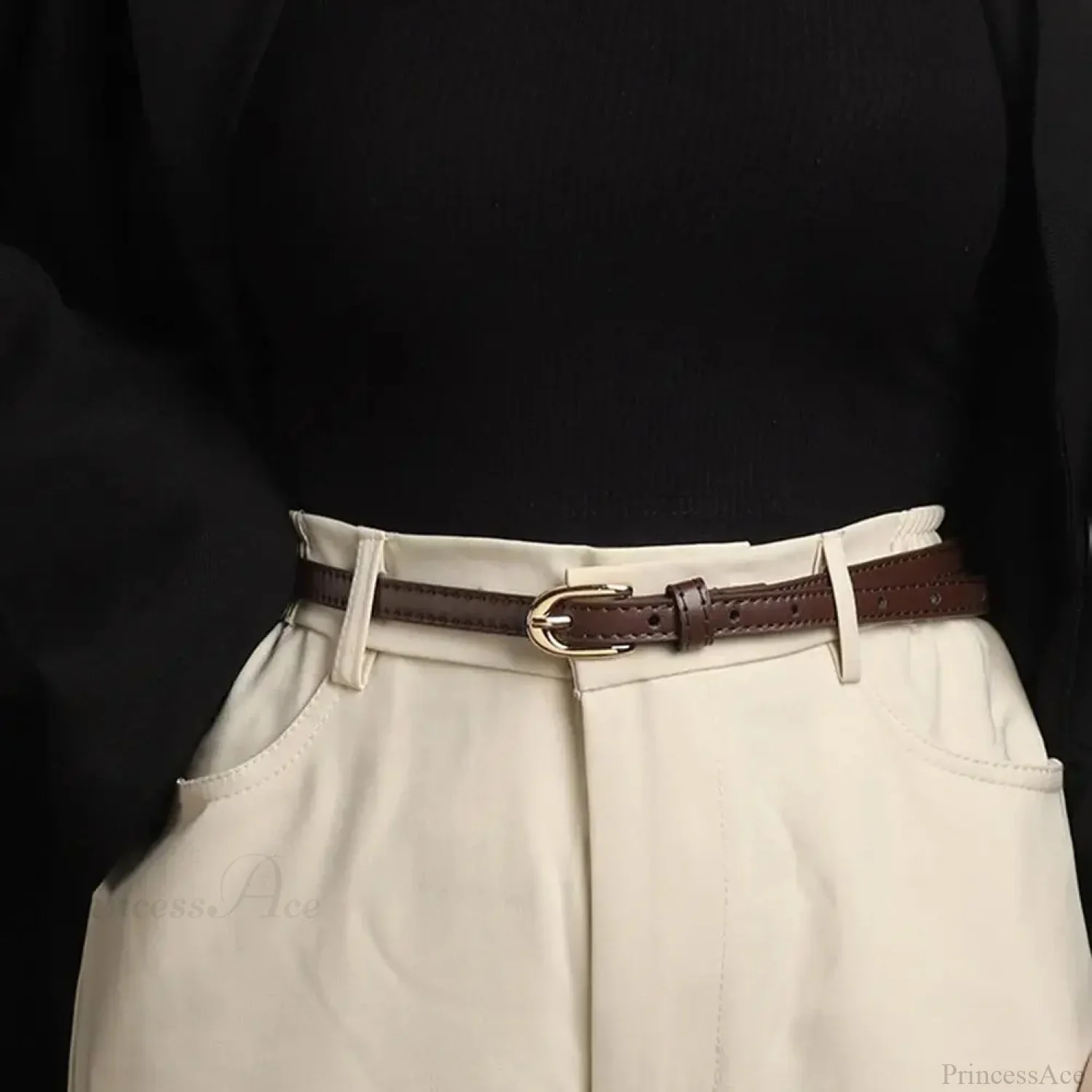 Dark Leather Removable Clasp Belt - Image 2