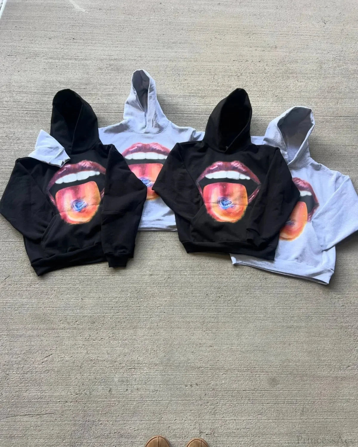 Dark Lips Visual Pullover Hoodie - Image 3