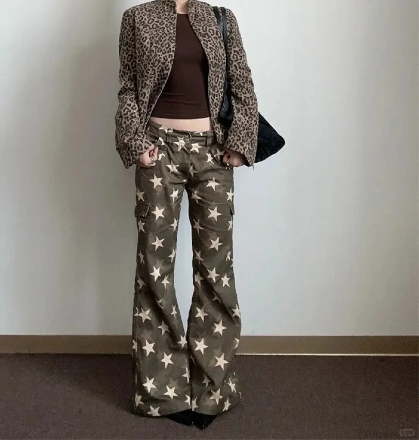 Dark Medieval 2000s Flare Star Pant