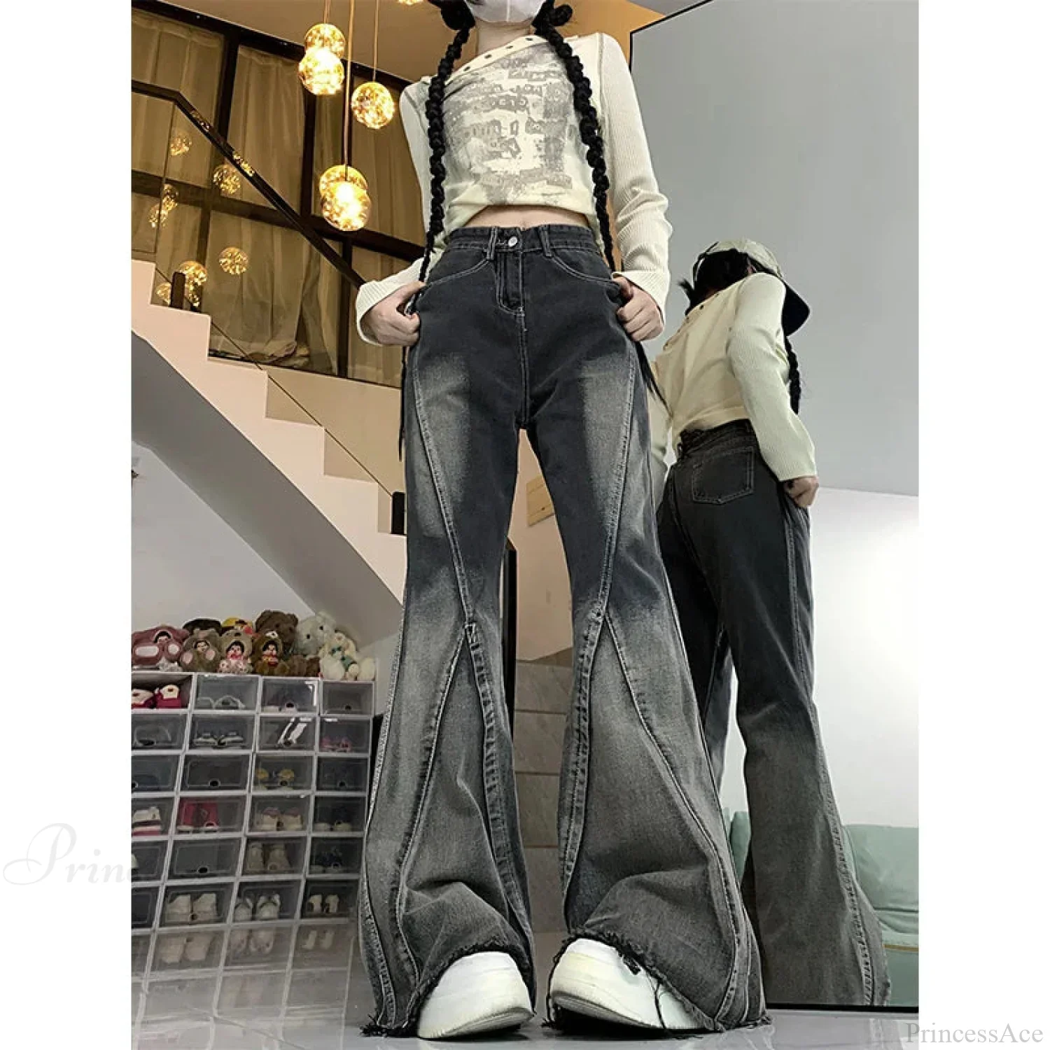 Dark Medieval 90s Style Denim Trouser