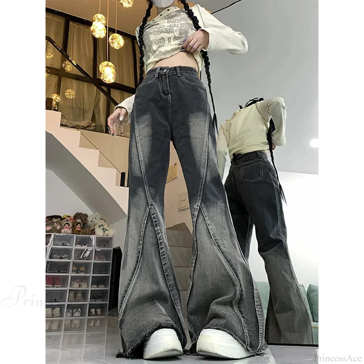 Dark Medieval 90s Style Denim Trouser - Image 2