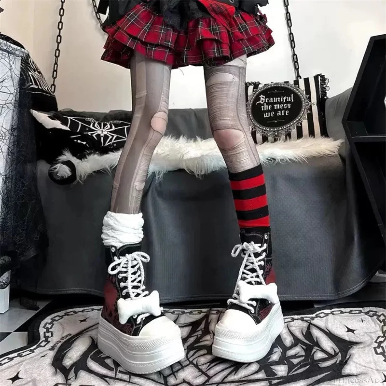 Dark Net Leather Bulky Sneaker - Image 3