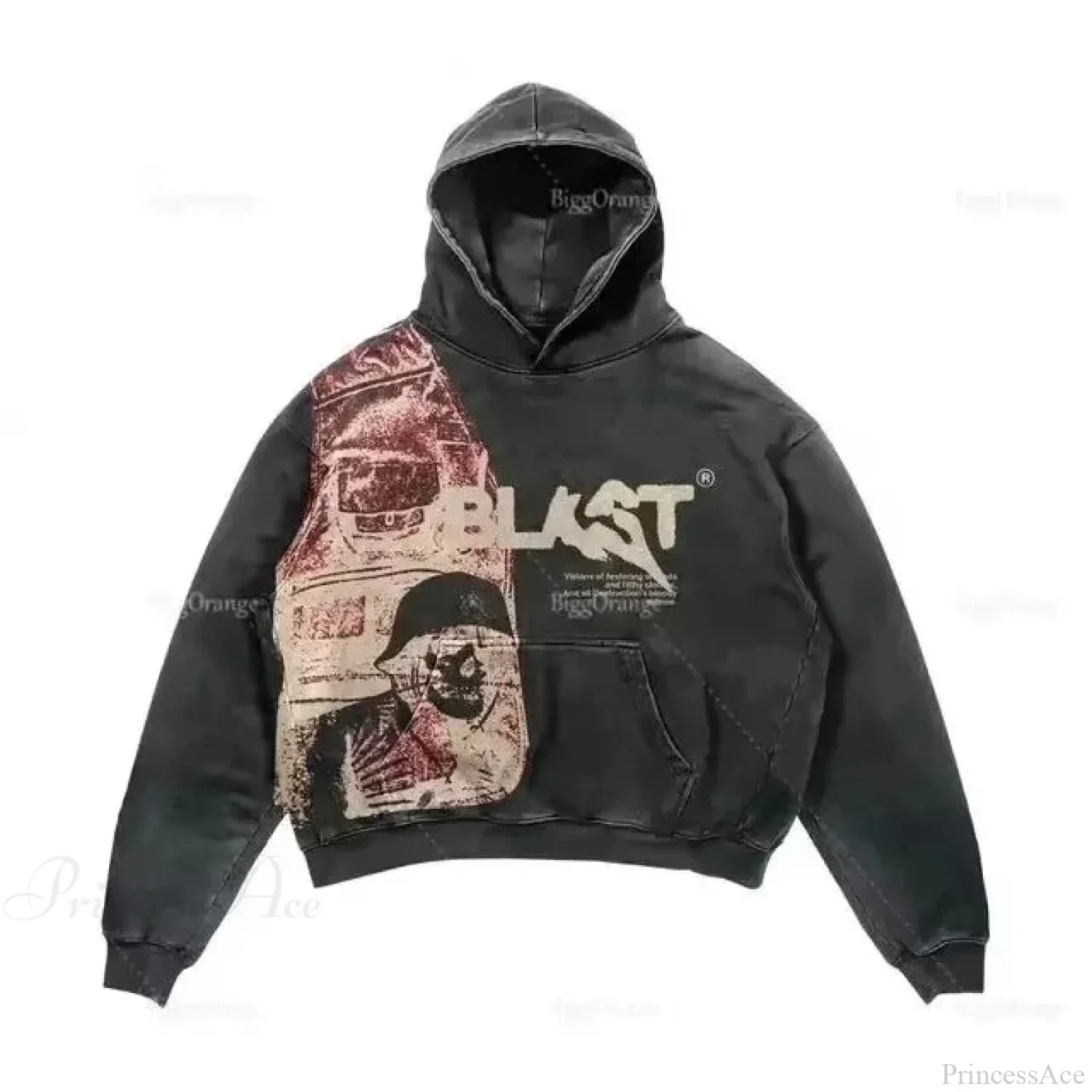 Dark Off Shoulder Pullover Hoodie - Image 5