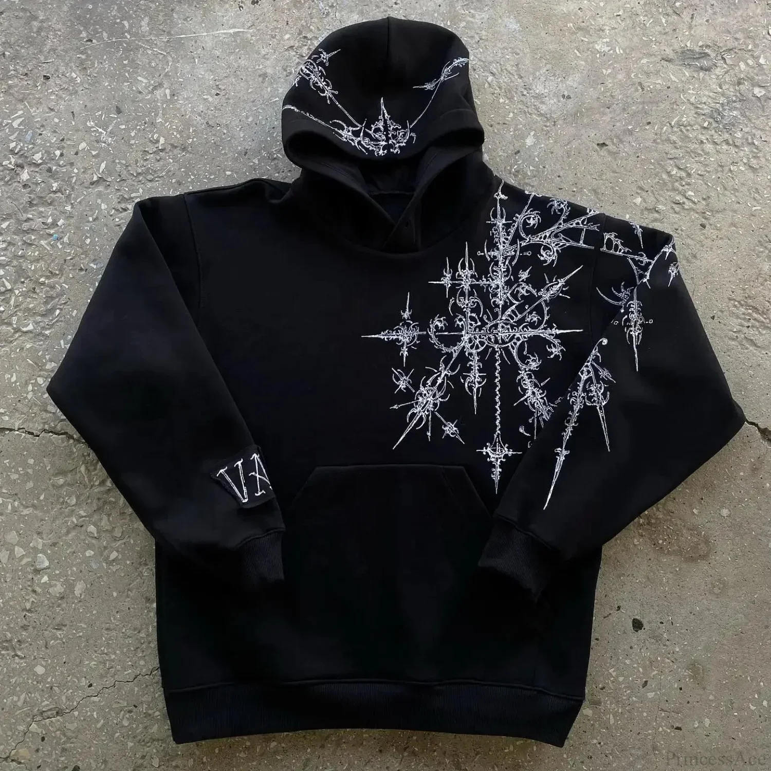 Dark Pattern Print Informal Hoodie - Image 7