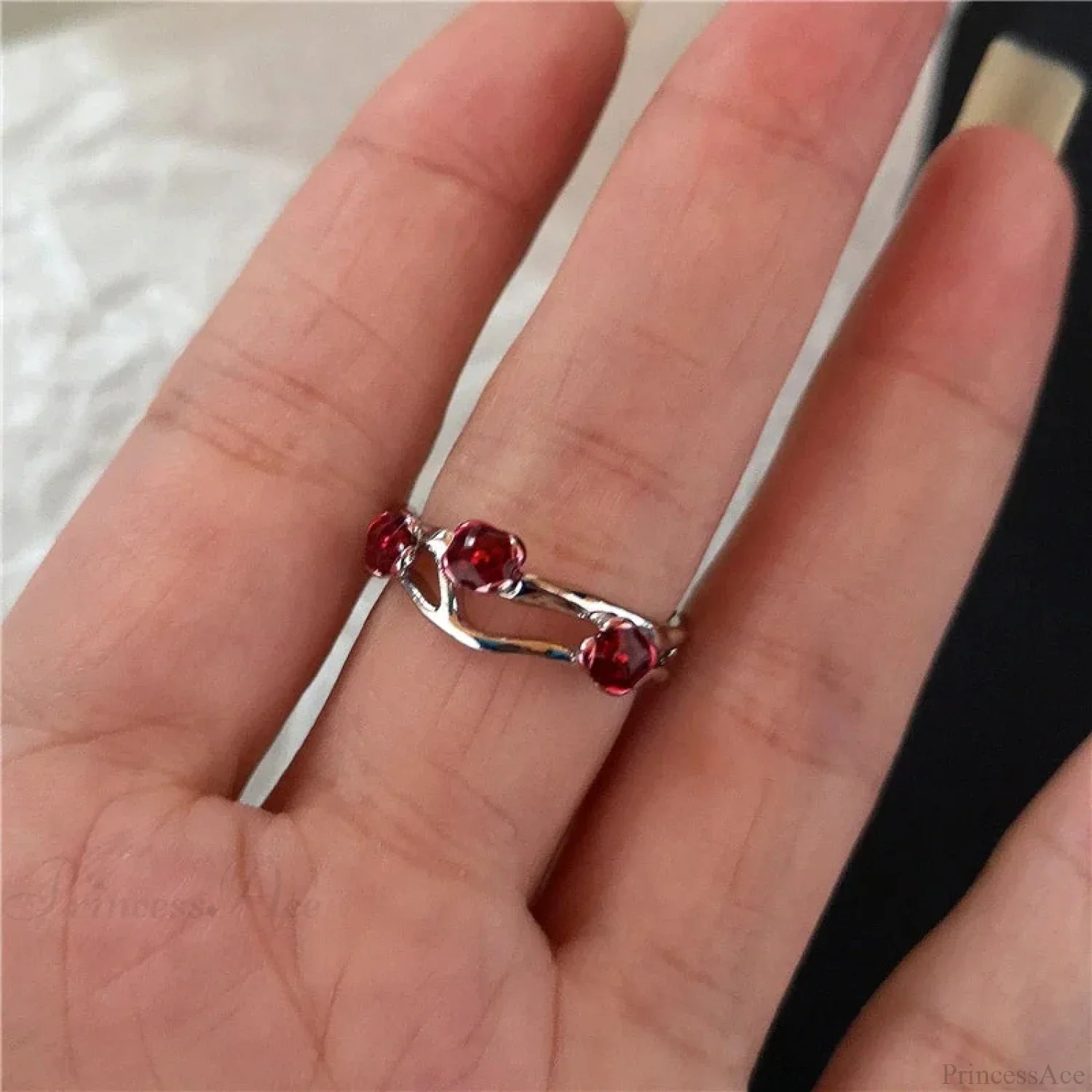 Dark Rebel Crimson Gem Cross Ring - Image 11