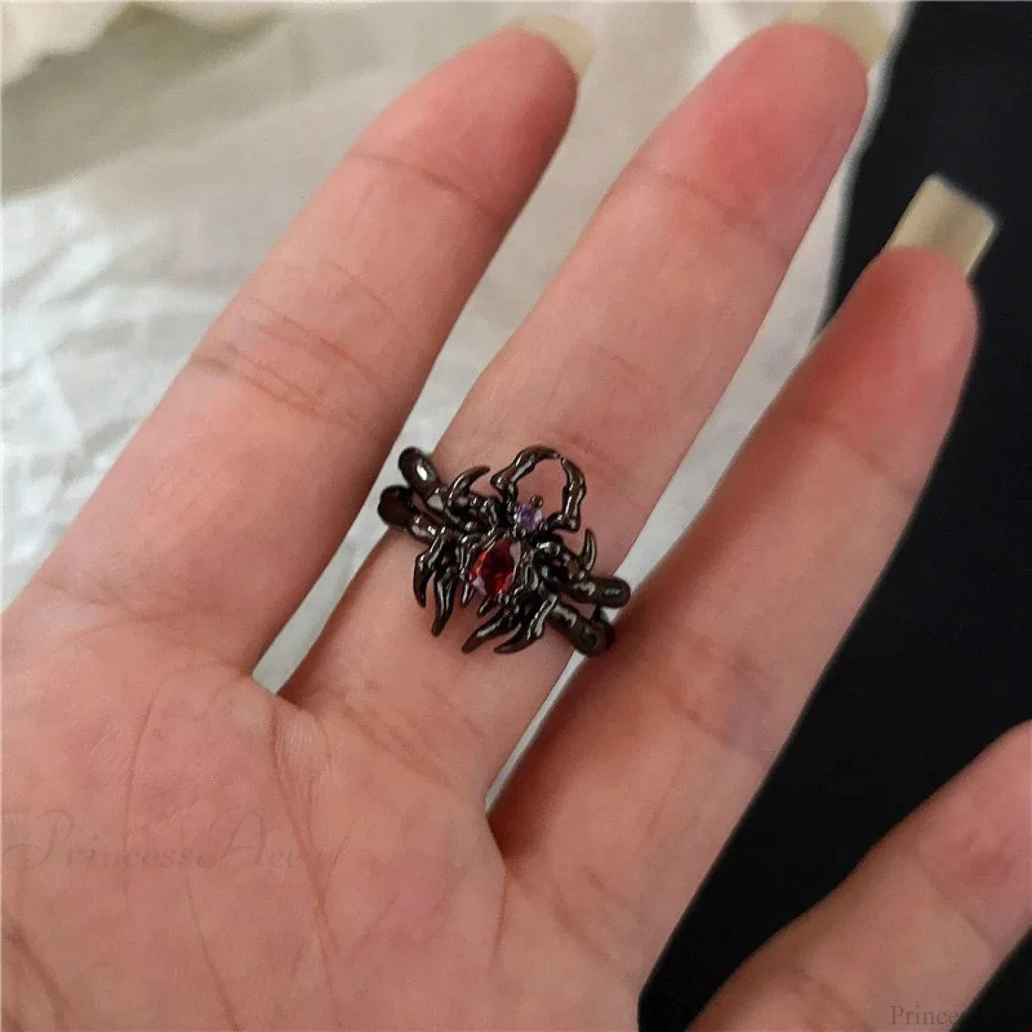 Dark Rebel Crimson Gem Cross Ring - Image 14
