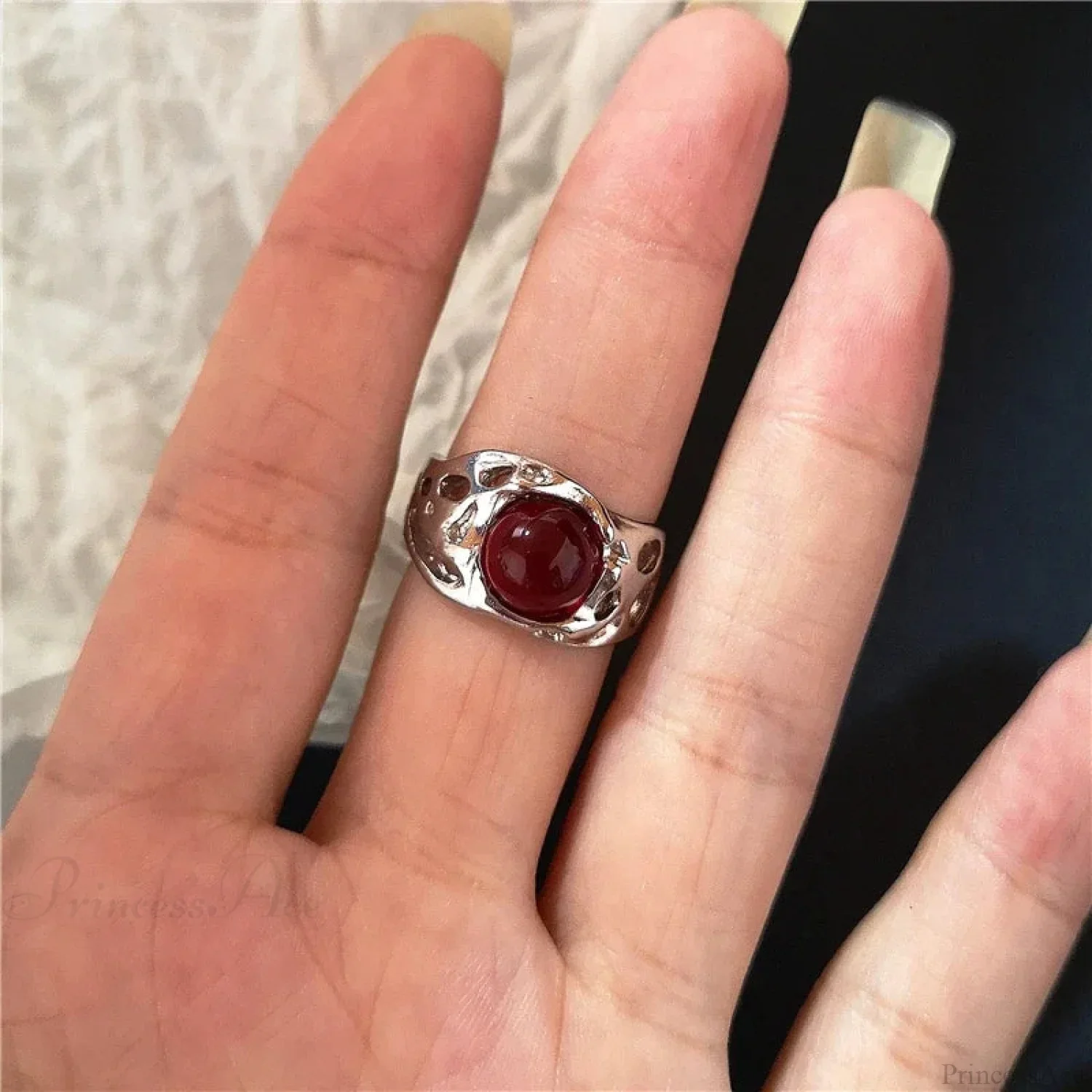 Dark Rebel Crimson Gem Cross Ring - Image 15