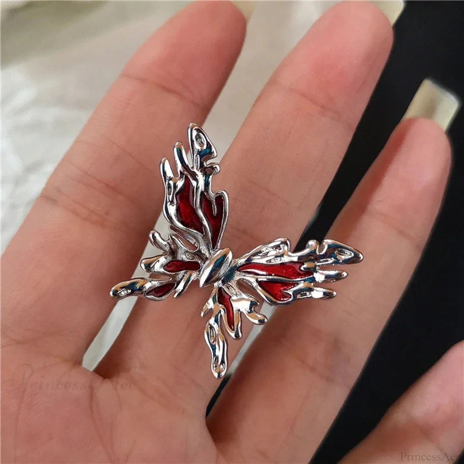 Dark Rebel Crimson Gem Cross Ring - Image 16